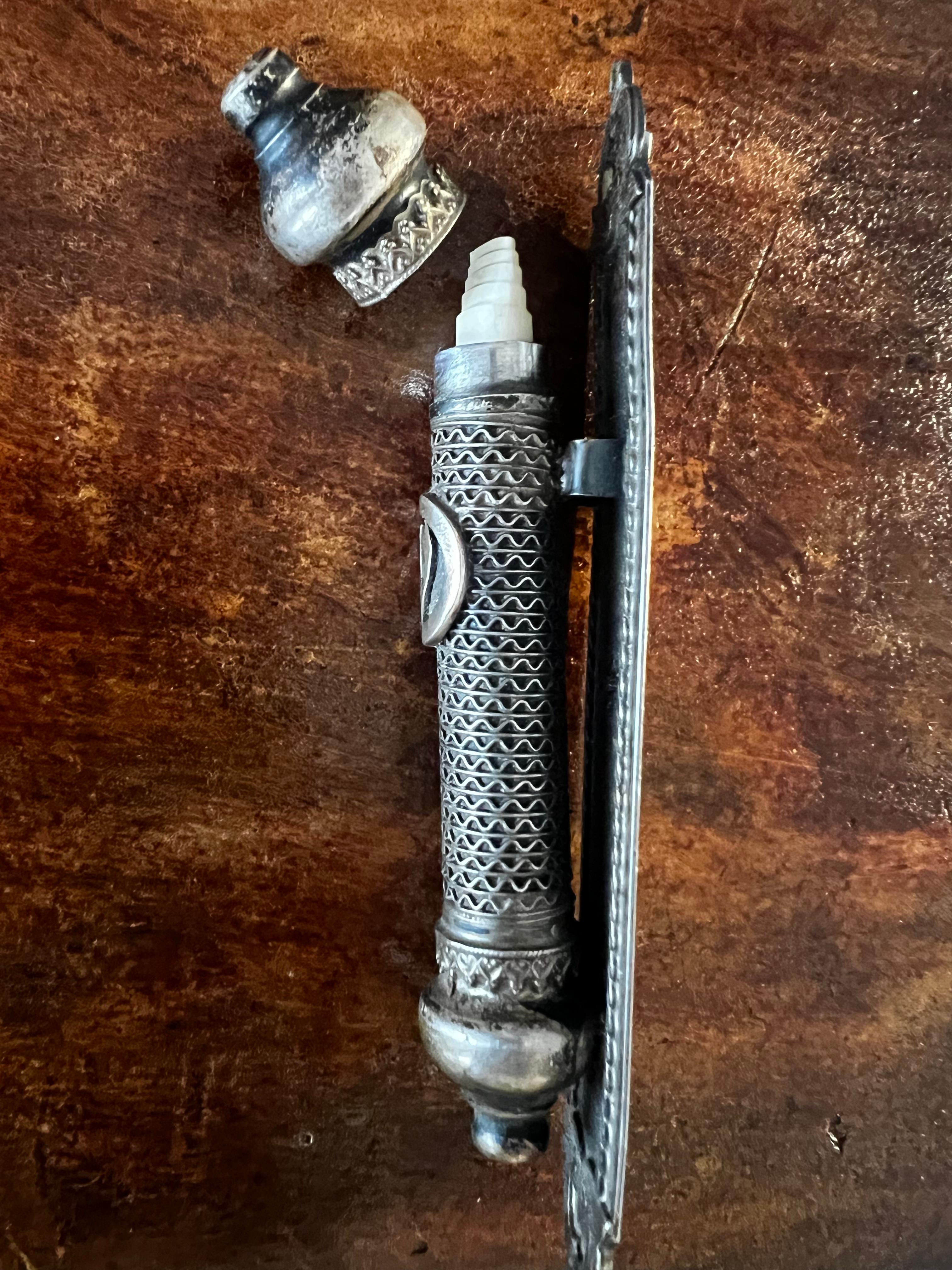 This is a very rare antique sterling silver (92.5% ) Mezuzah has been found in the city of Judenburg (translated in English as literally “Jews “). This is a historical city in Austria ,Styria. 
Judenburg was first mentioned in a 1074 and was a