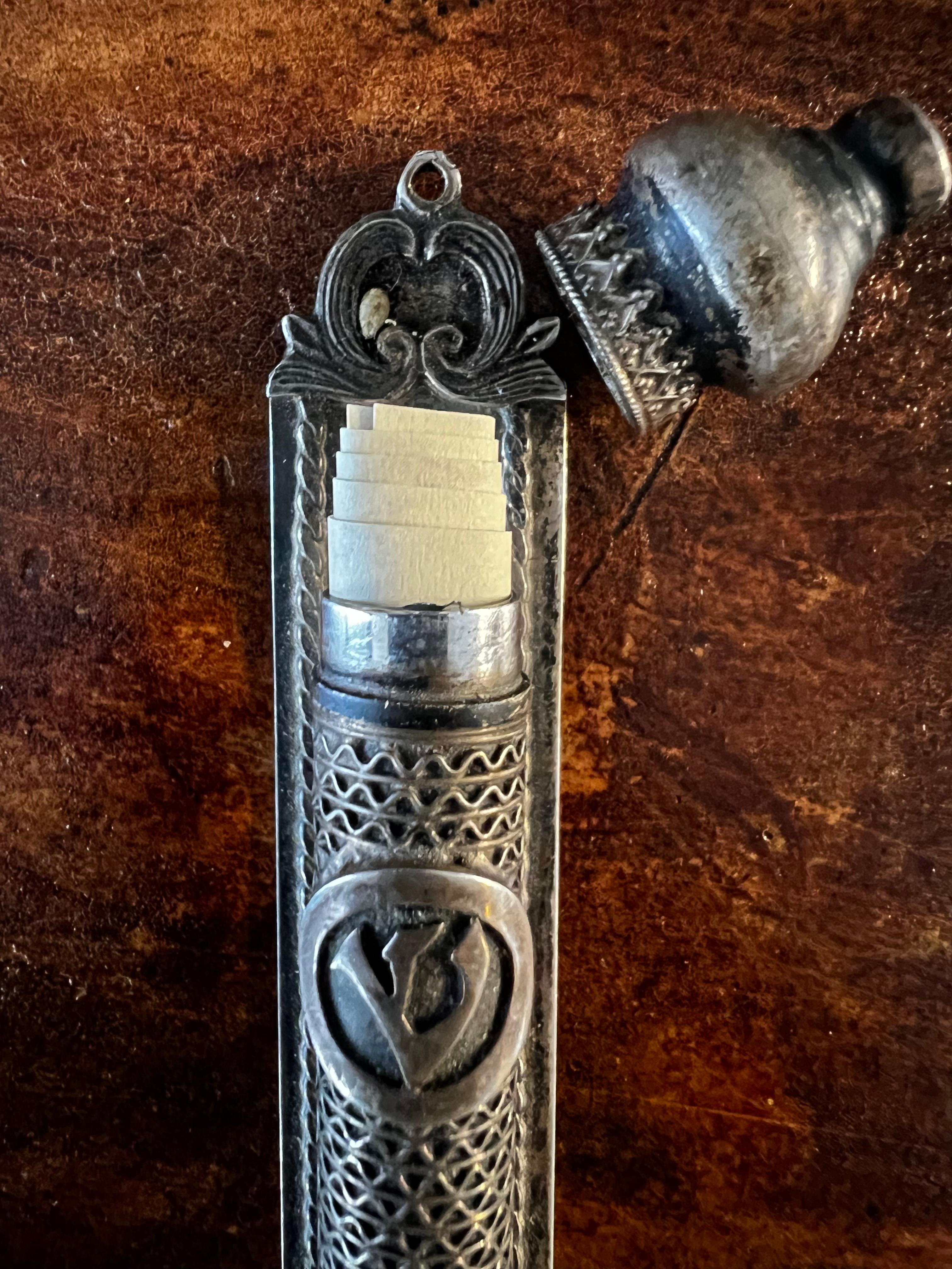 Hand-Crafted Antique Rare Sterling Silver Judaical Mezuzah
