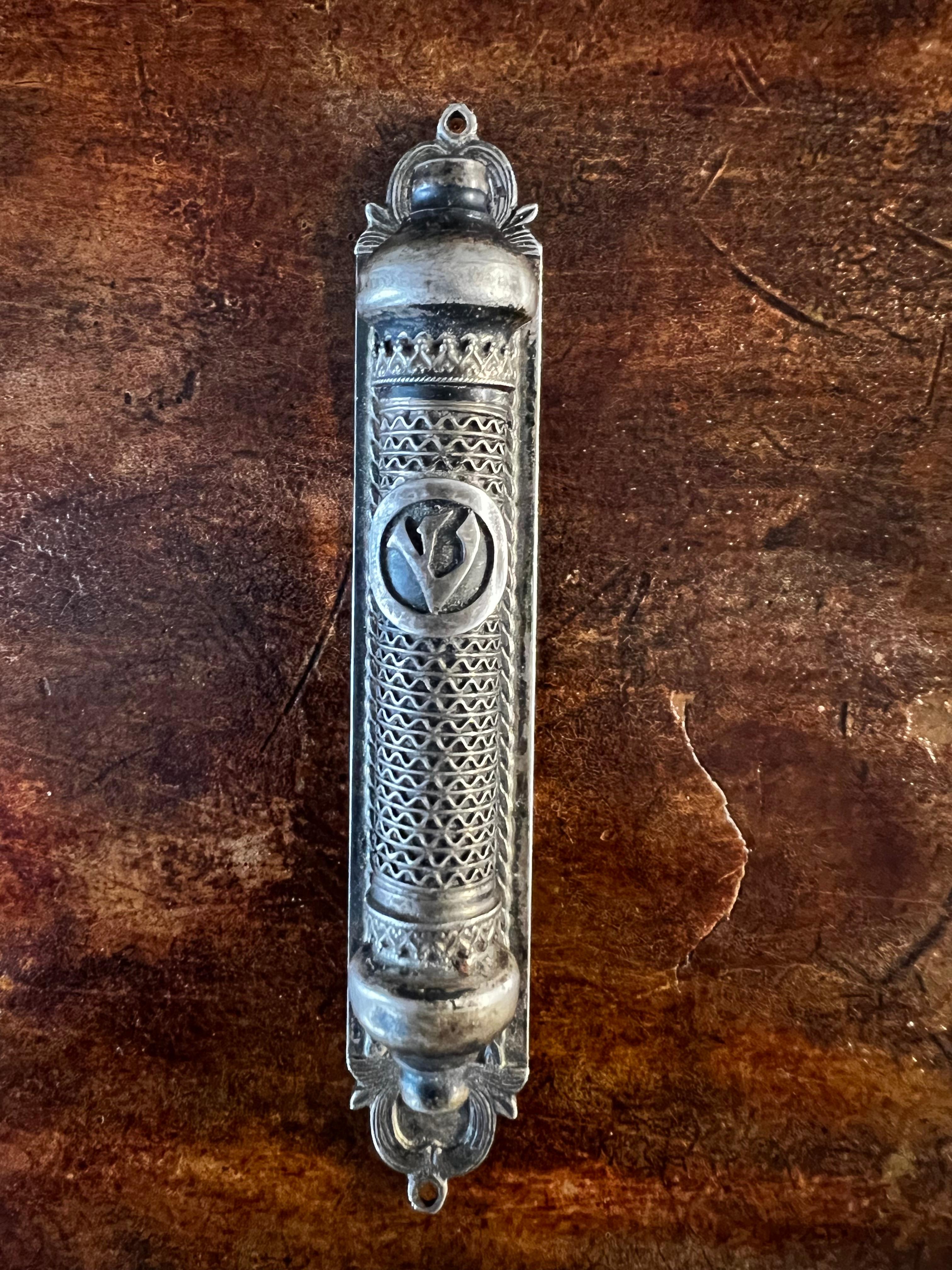 Antique Rare Sterling Silver Judaical Mezuzah In Excellent Condition In Doha, QA