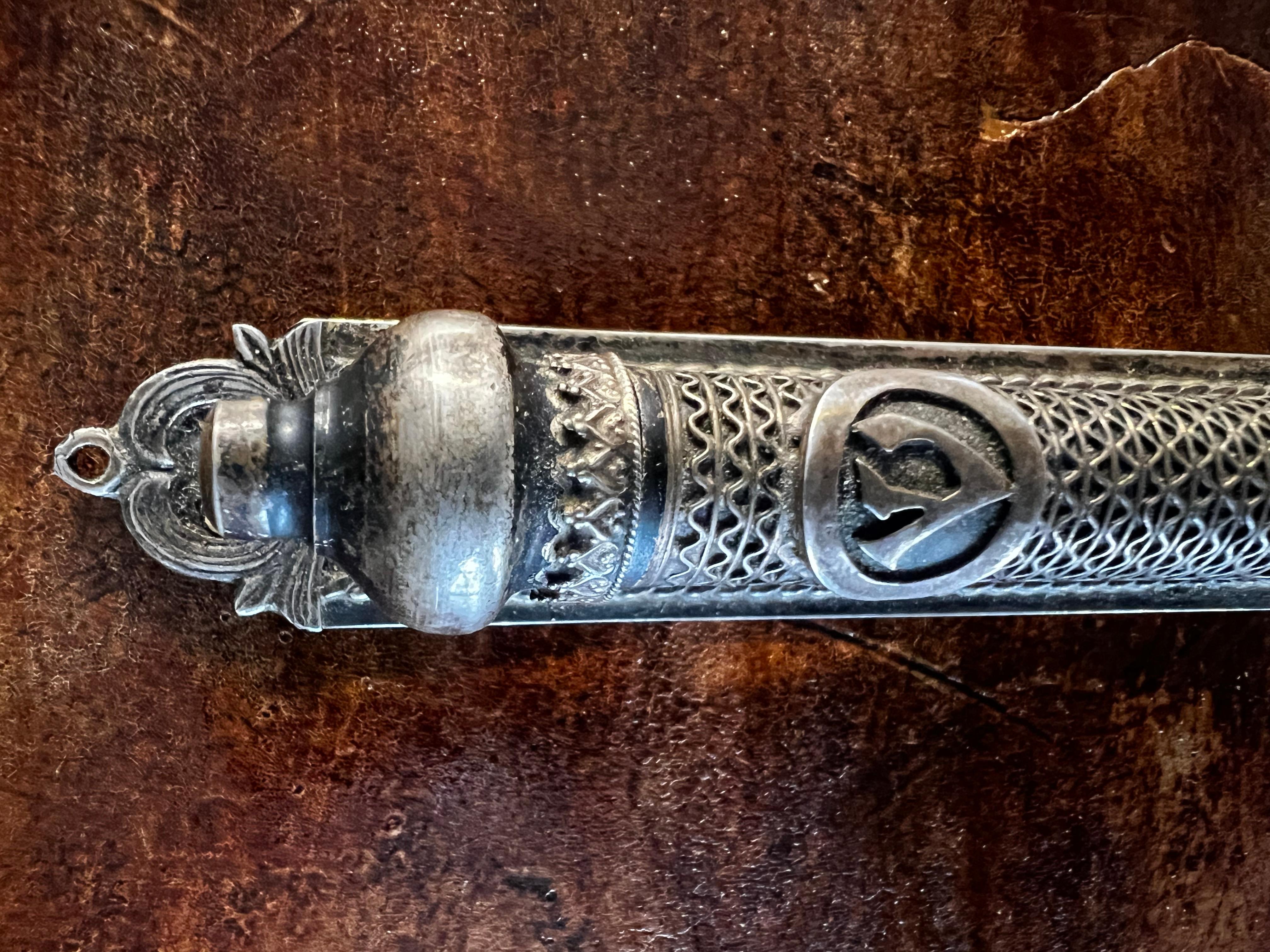 19th Century Antique Rare Sterling Silver Judaical Mezuzah