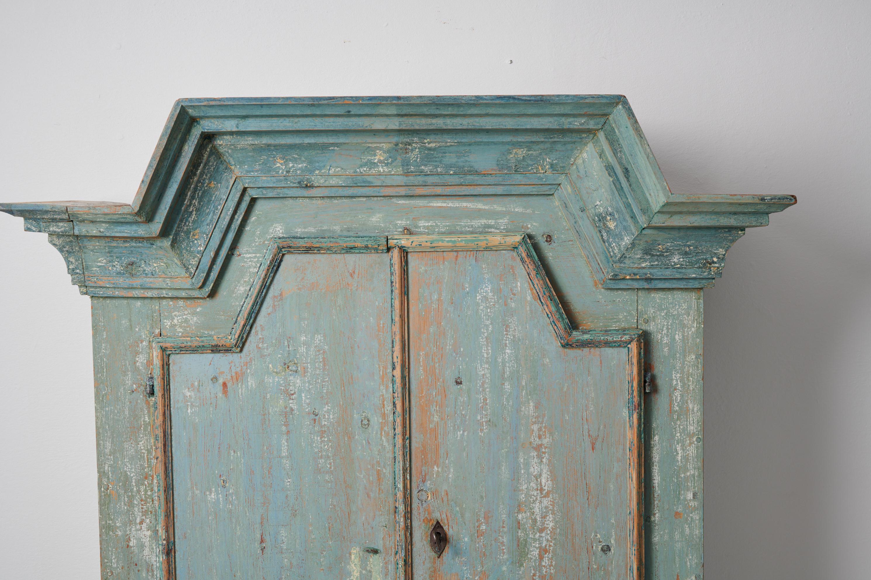 Antique Rare Swedish Blue Folk Art Cabinet  4