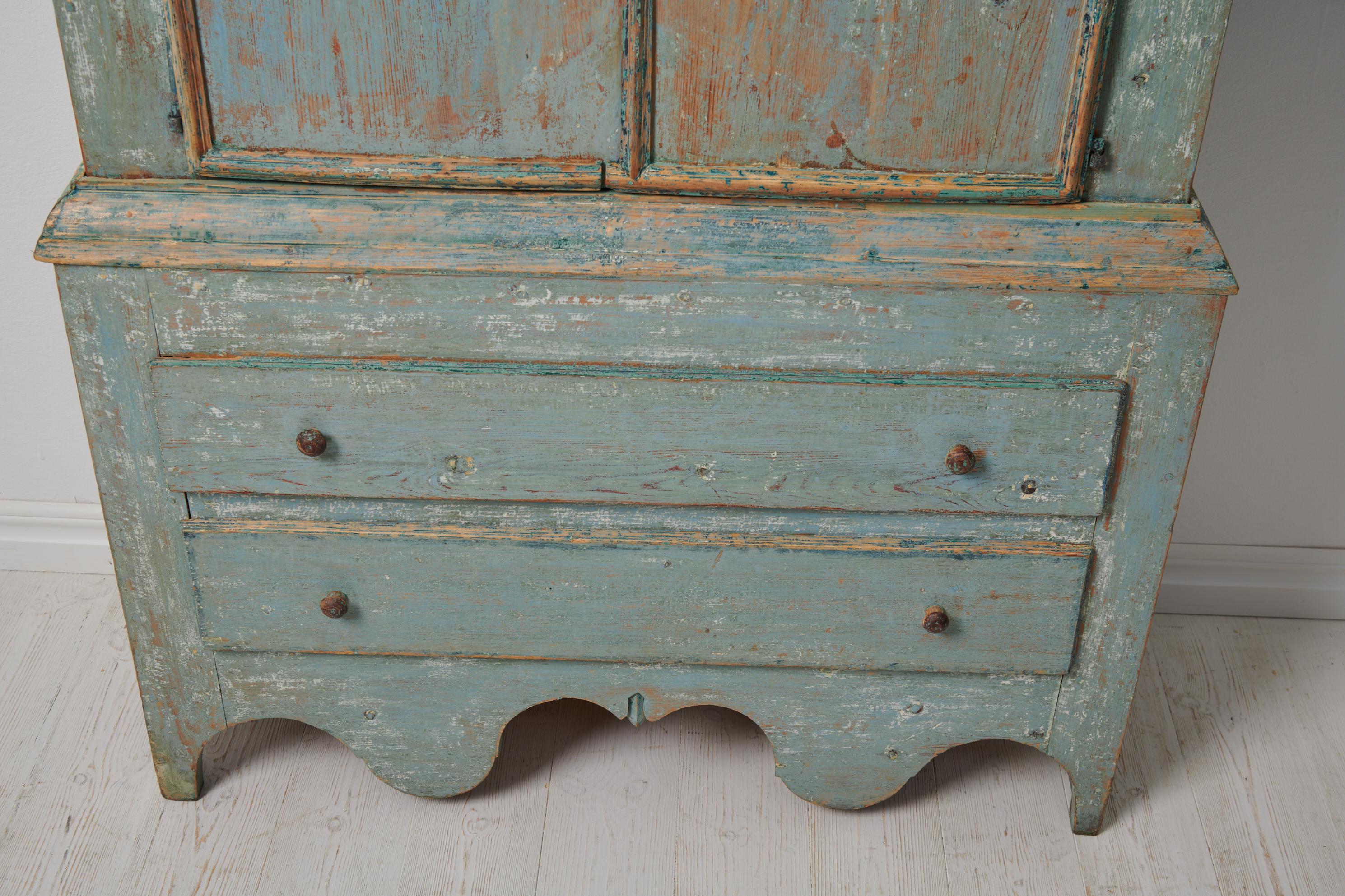 Antique Rare Swedish Blue Folk Art Cabinet  5