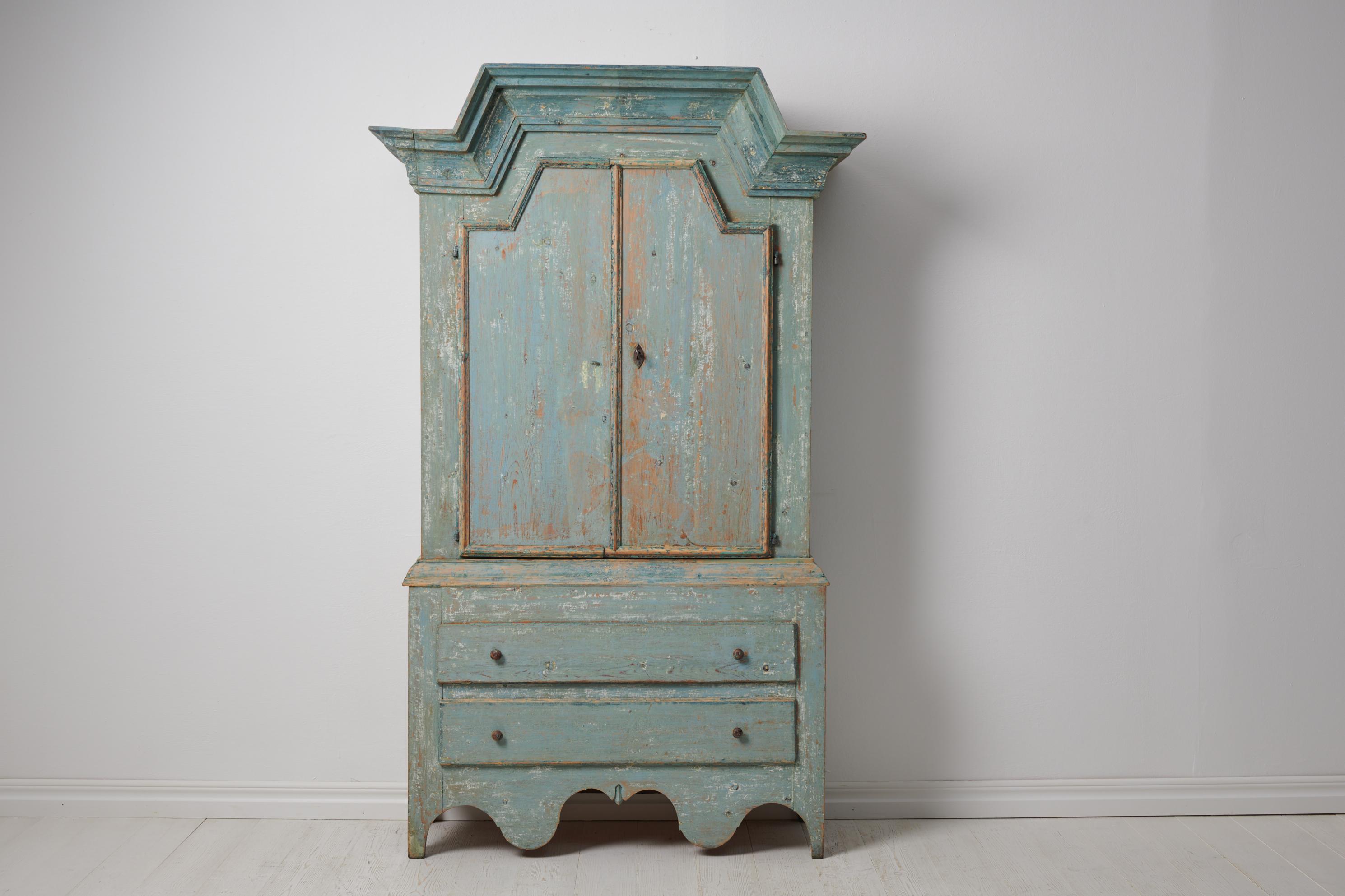 Antique Rare Swedish Blue Folk Art Cabinet  2