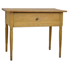 Antique Rare Swedish Country House Table with Original Straw Yellow Paint