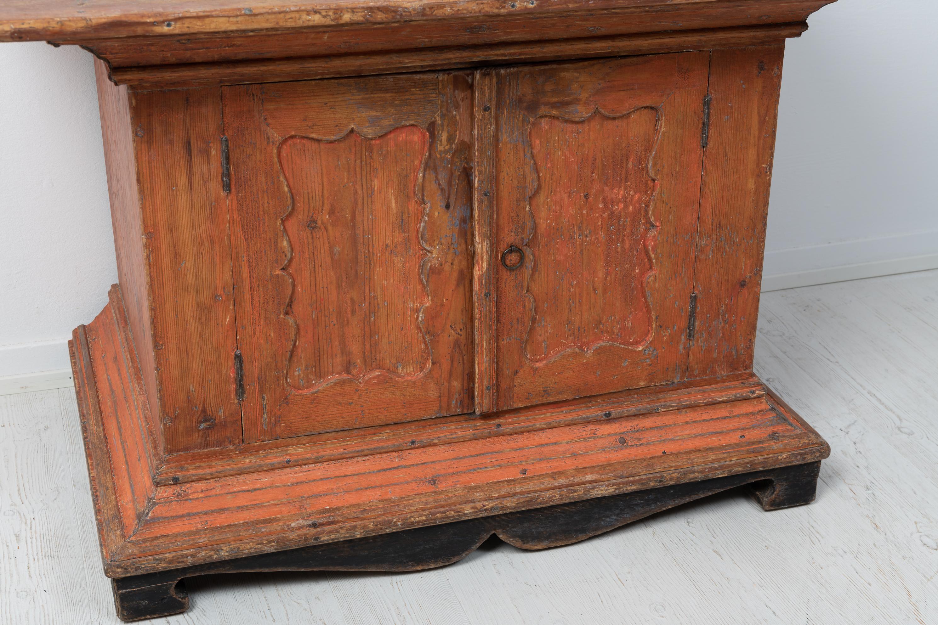 Antique Rare Swedish Folk Art Authentic Pine Rustic Sideboard For Sale 6