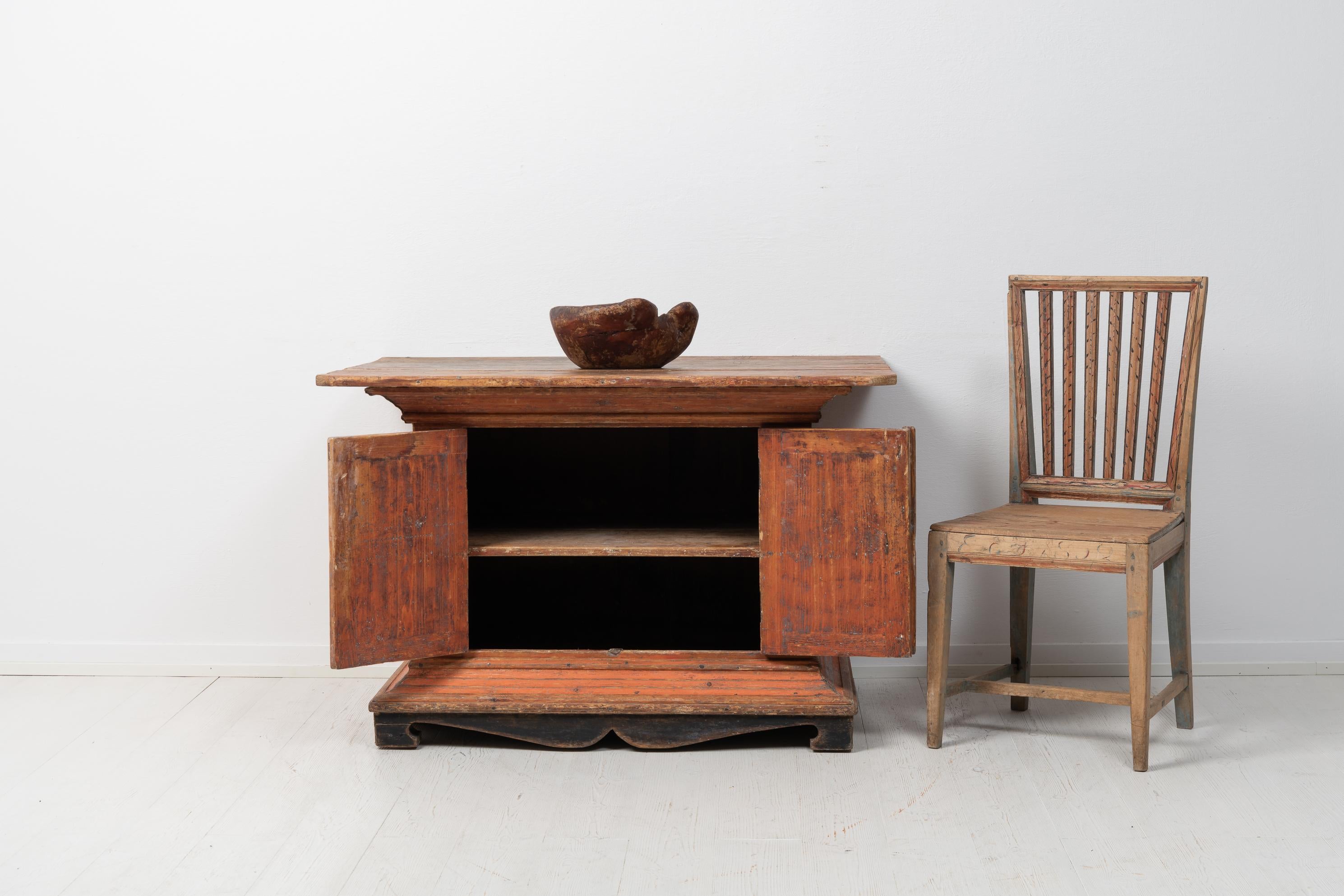 Hand-Crafted Antique Rare Swedish Folk Art Authentic Pine Rustic Sideboard For Sale