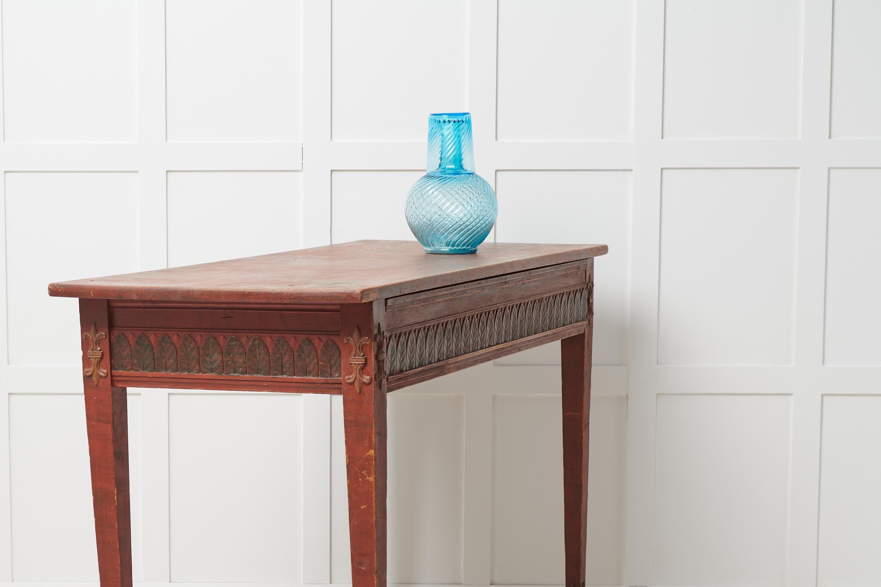 Pine Antique Rare Swedish Gustavian Style Console Table For Sale