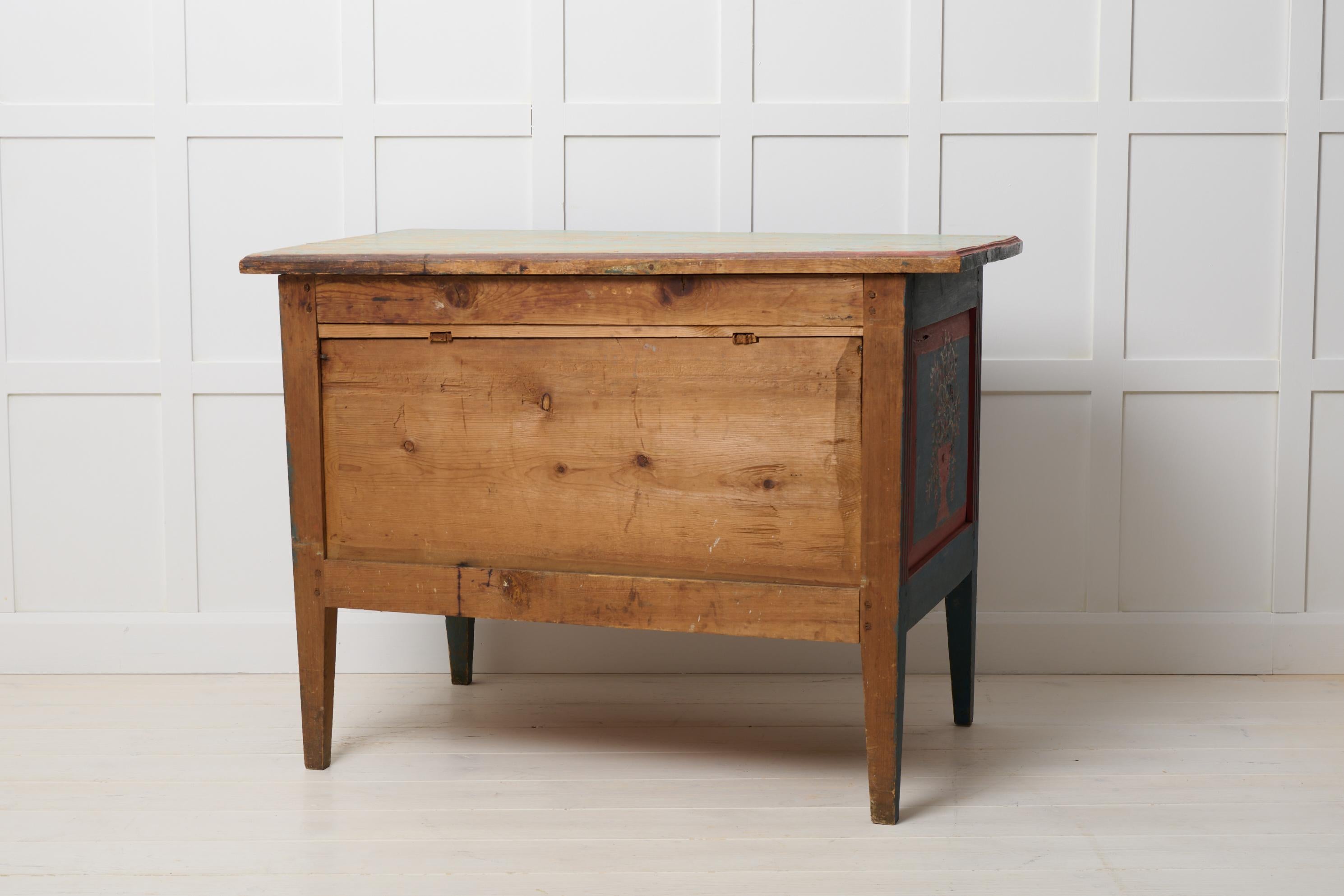 Antique Rare Swedish Sideboard, Unusually Low Gustavian Style Original Paint For Sale 1