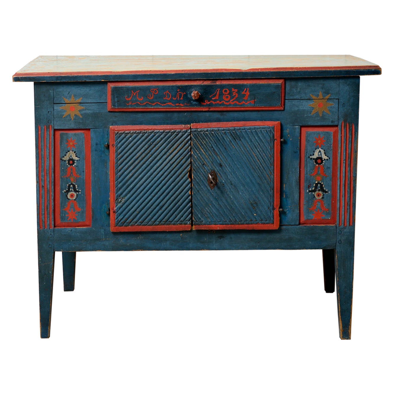 Antikes, seltenes schwedisches Sideboard, ungewöhnlich niedrige Originalfarbe im Gustavianischen Stil