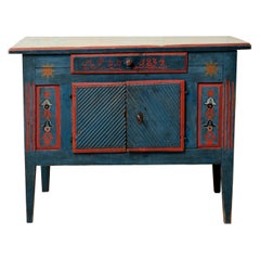 Antique Rare Swedish Sideboard, Unusually Low Gustavian Style Original Paint