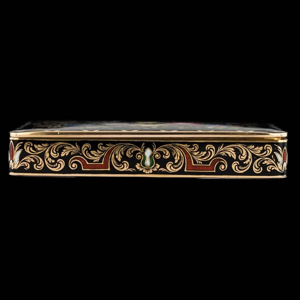 Antique Rare Swiss 18-Karat Gold and Enamel Snuff Box, Bautte & Moynier In Excellent Condition In Royal Tunbridge Wells, Kent