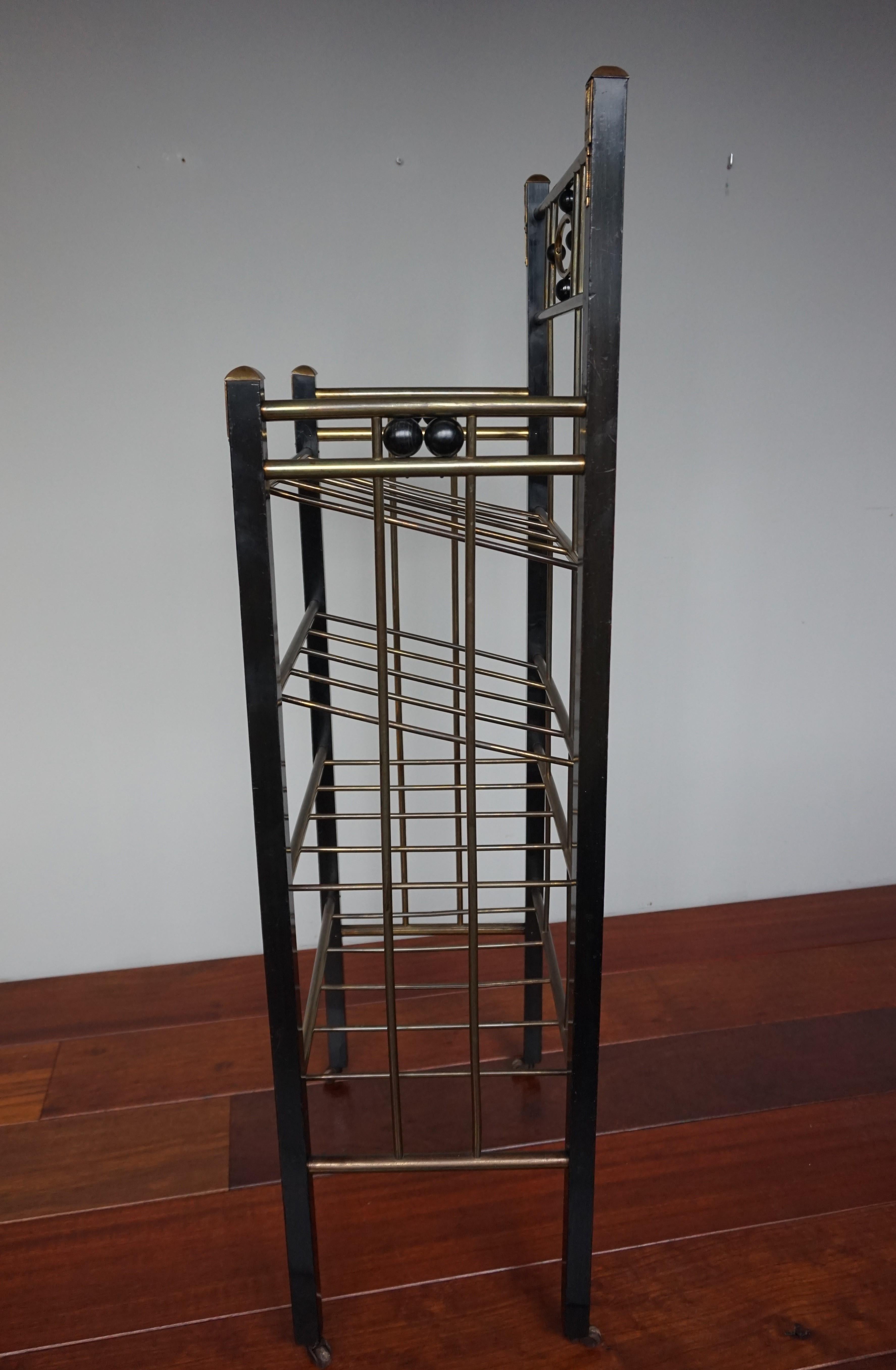 Brass Antique & Rare Vienna Secession Stand / Rack for Sheet Music or Magazines ca1900