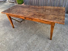 Antique Rare Wide Burr Elm Thick Top Farmhouse Table