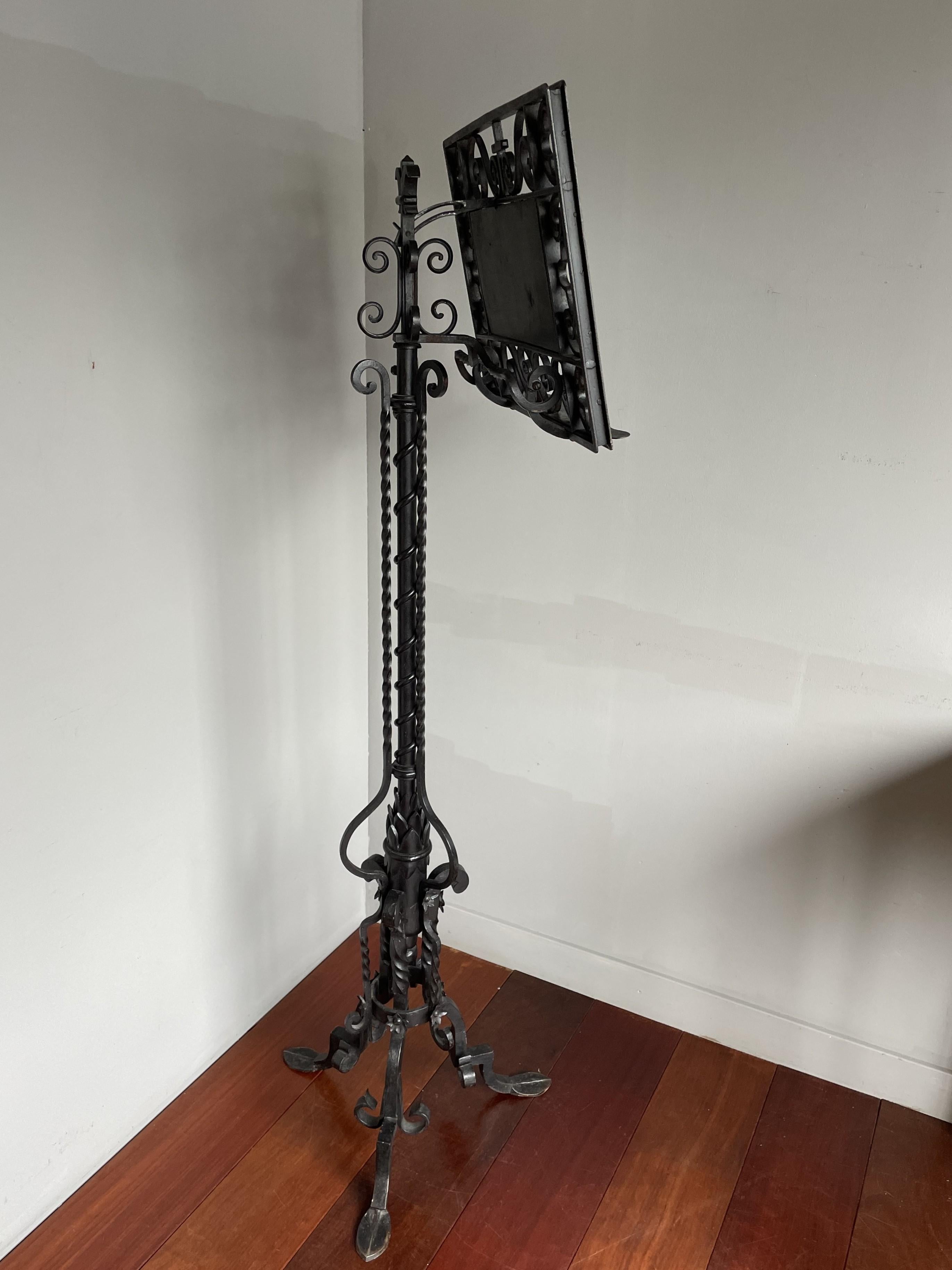 Antique & Rare, Wrought Iron Gothic Revival Floor Lectern / Bible and Book Stand For Sale 12