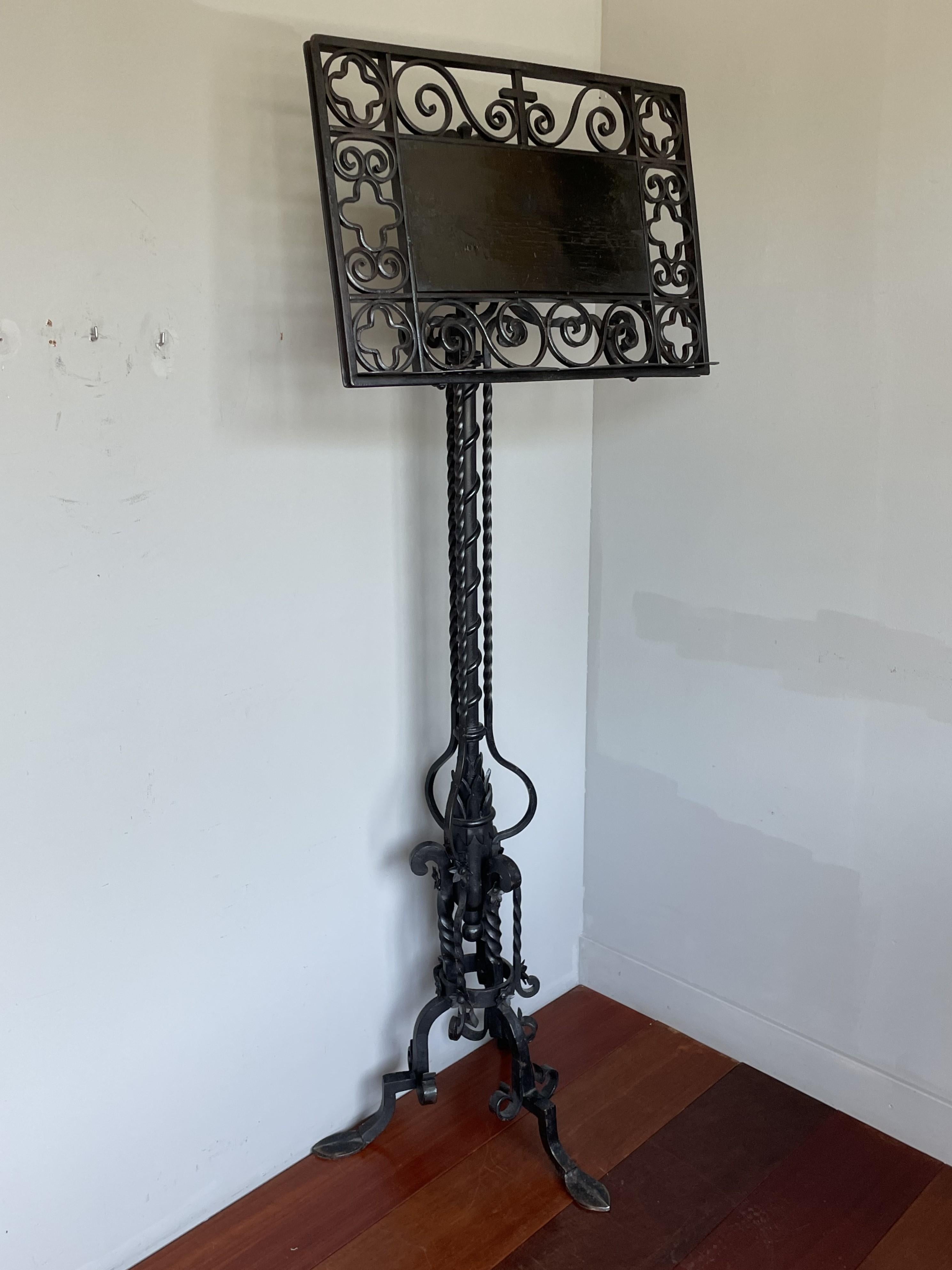 Antique & Rare, Wrought Iron Gothic Revival Floor Lectern / Bible and Book Stand For Sale 11
