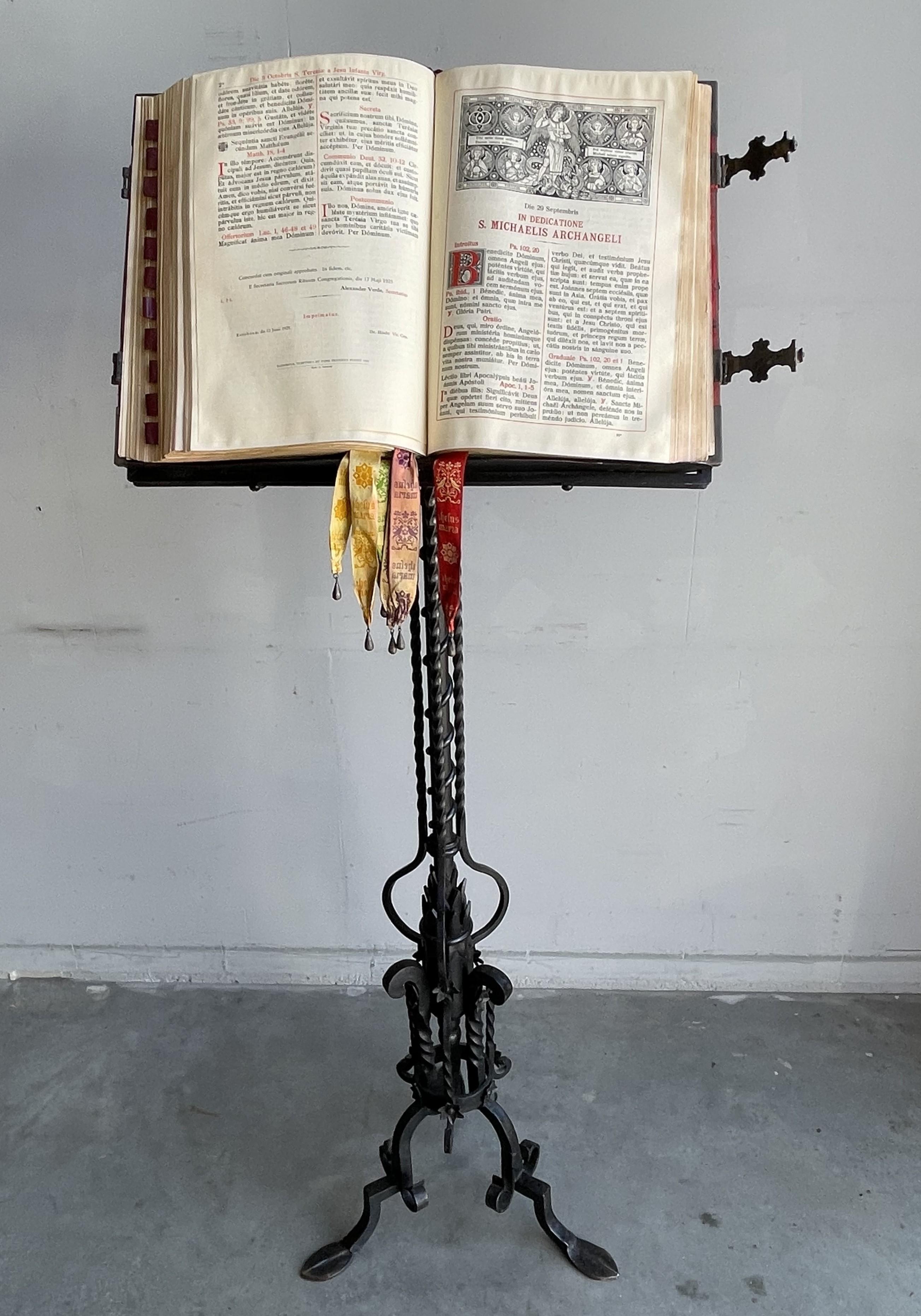 Antique & Rare, Wrought Iron Gothic Revival Floor Lectern / Bible and Book Stand For Sale 2