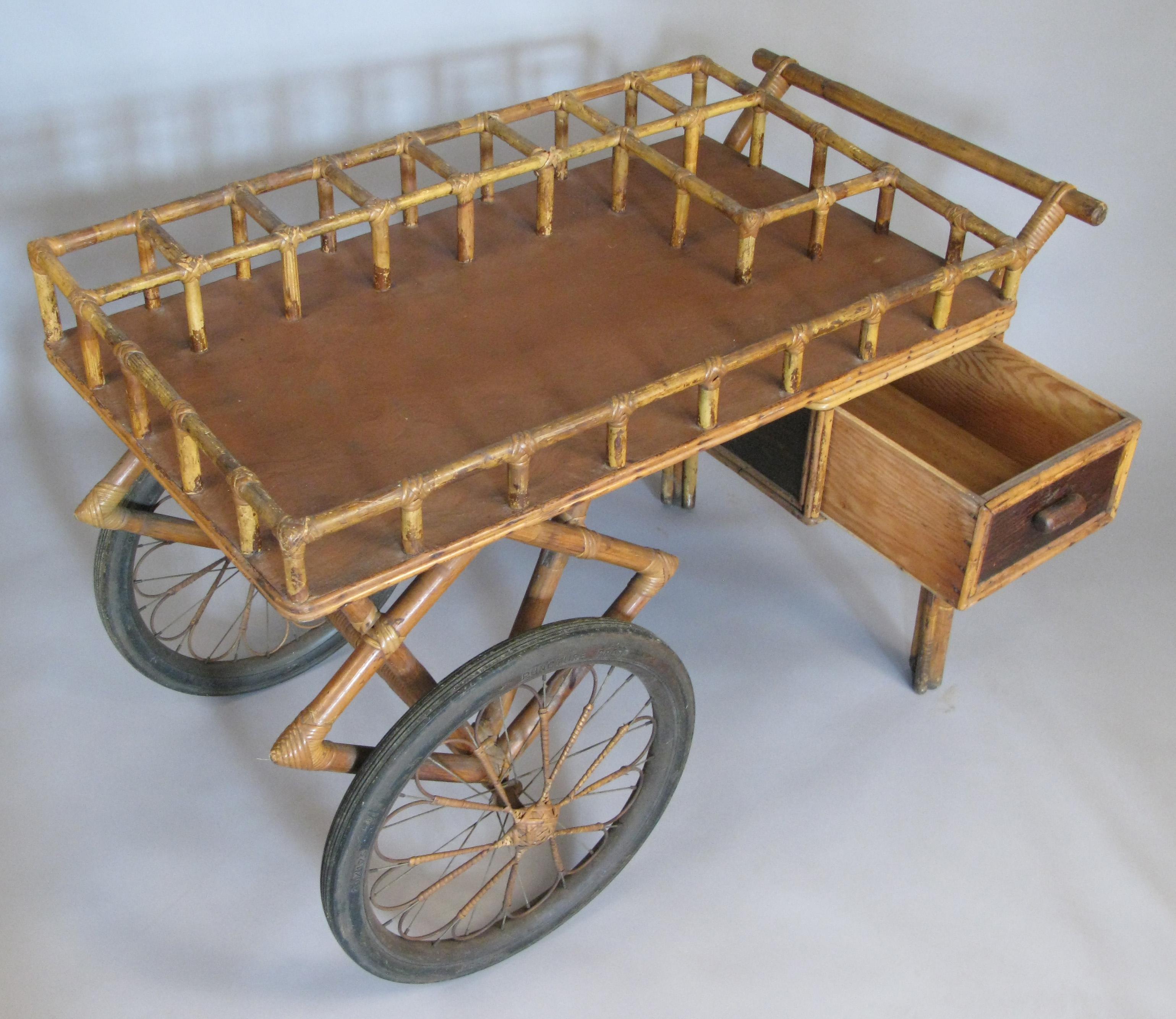 American Antique Rattan Bar Cart