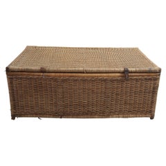 Antique Rattan Travelling Trunk, English 19th Century