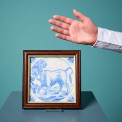 Antique Ravesteijn Blue & White Delft Bull Tile