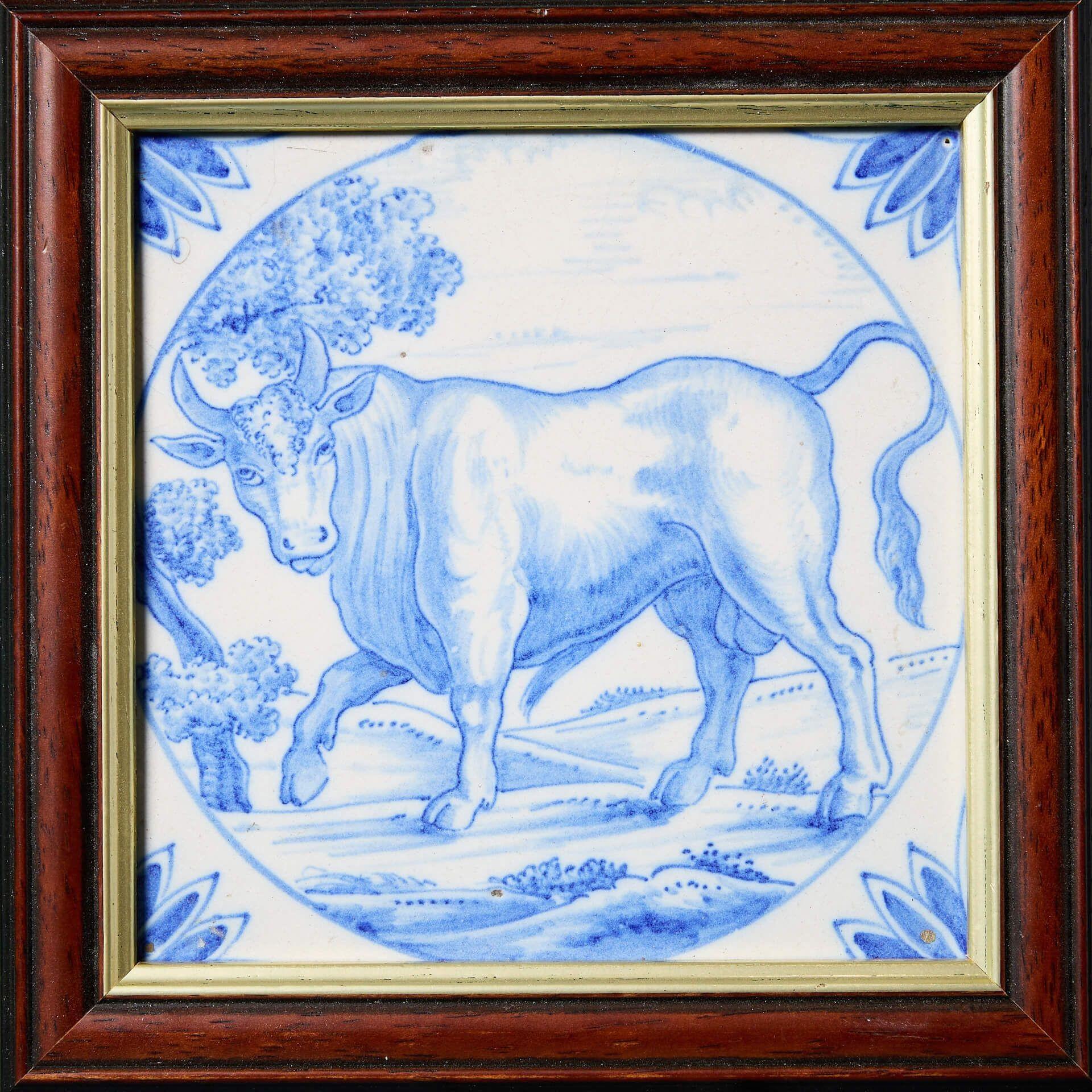 Georgiano Mattonella antica Ravesteijn blu e bianca di Delft in vendita