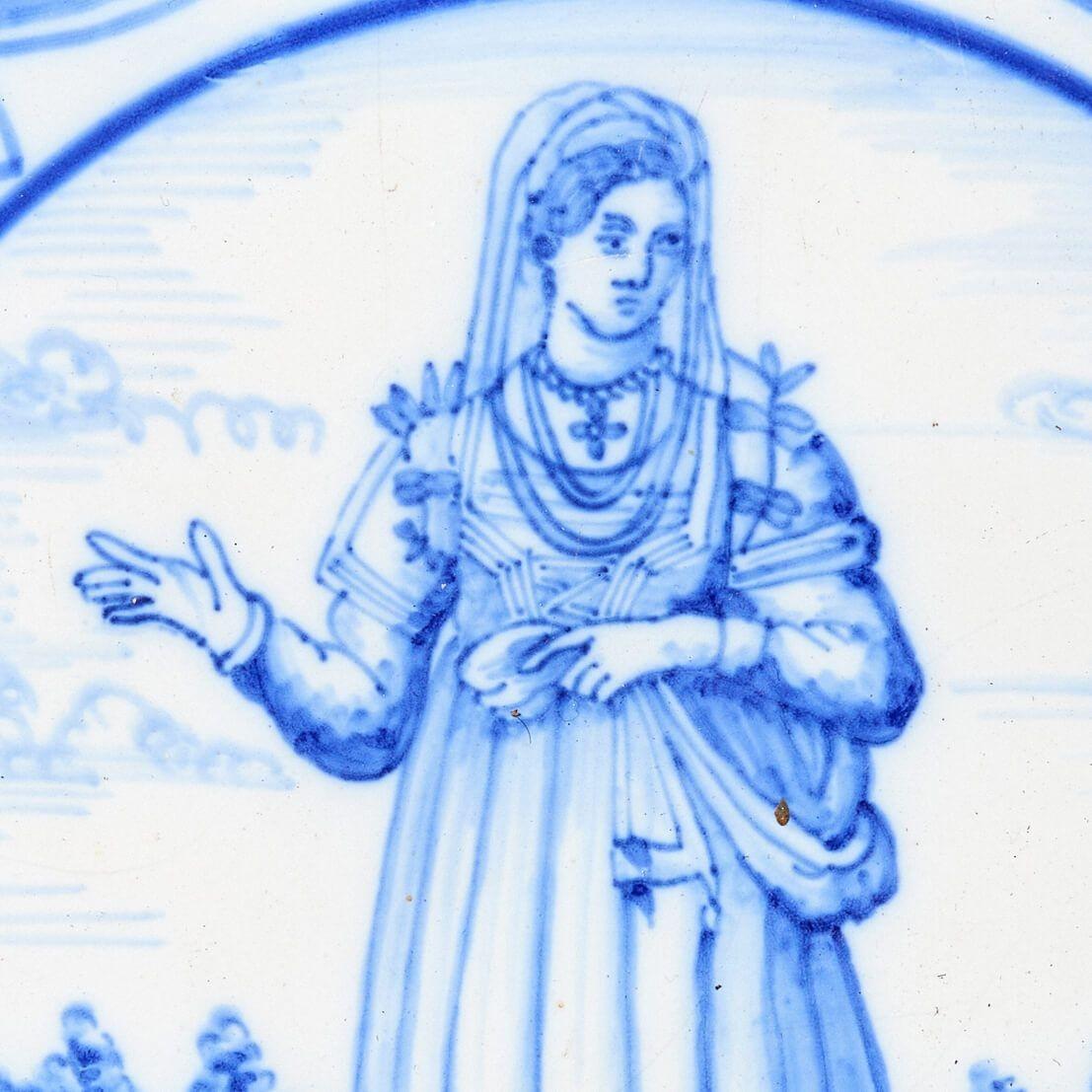 Néerlandais Ancien carreau de Delft Ravesteijn représentant une femme turque en vente