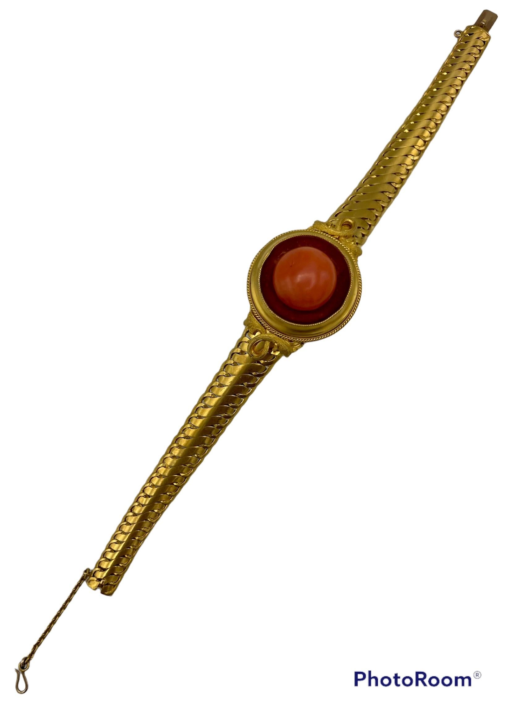 Antikes RD-Armband aus Koralle und 14K Gelbgold  3