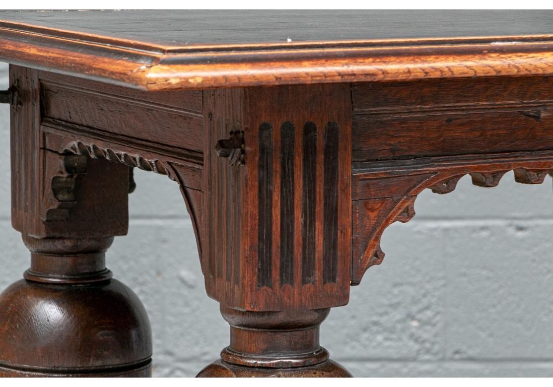 19th Century Antique Re-Creation Leather Top Console Table For Sale