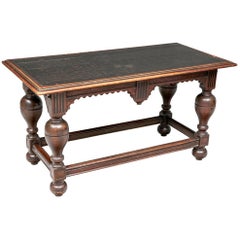 Antique Re-Creation Leather Top Console Table