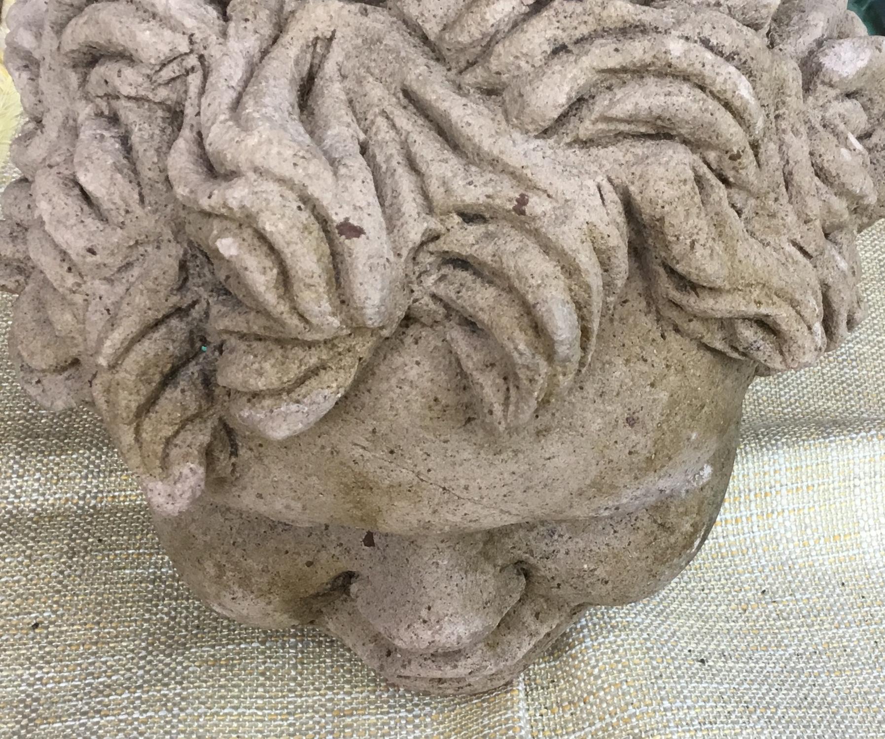 Sandstone Antique Real Life Size Carved Sand Stone Cherub Head