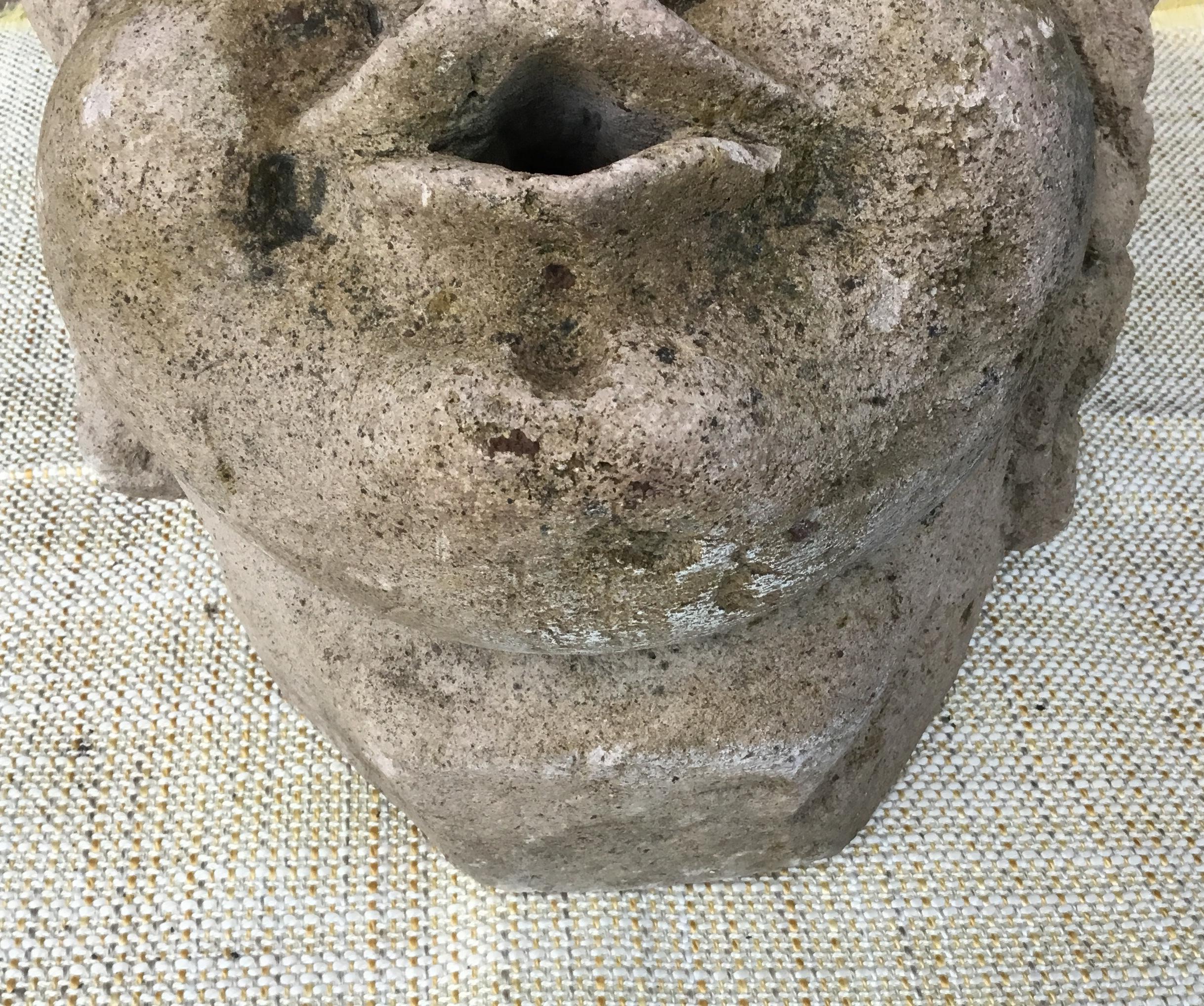 Antique Real Life Size Carved Sand Stone Cherub Head 2