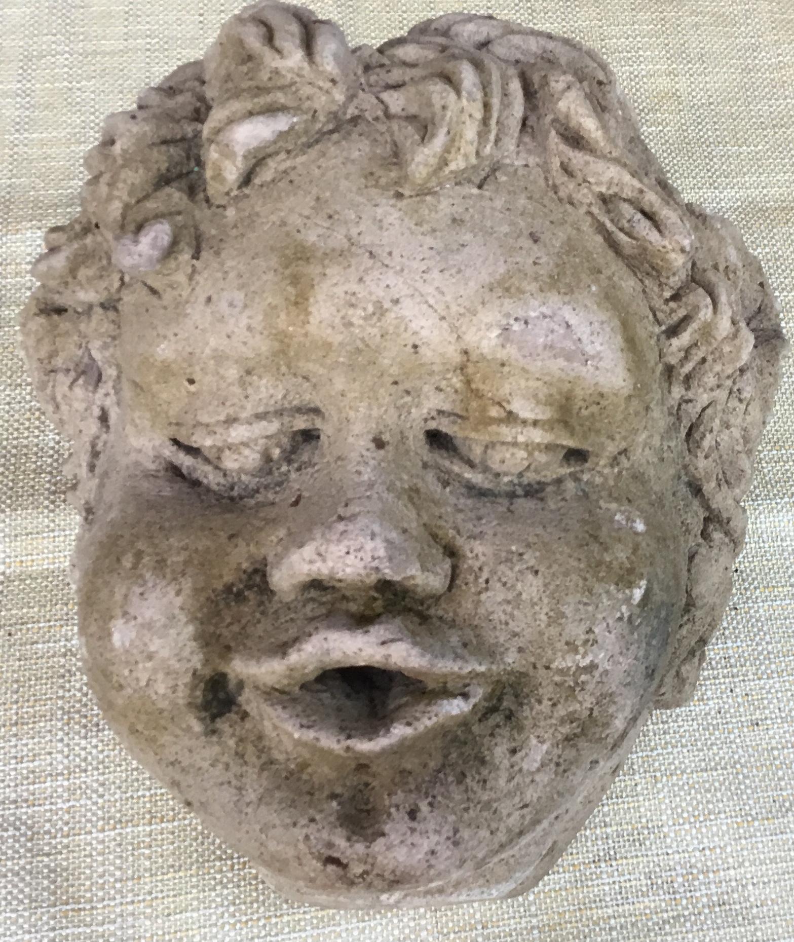 Antique Real Life Size Carved Sand Stone Cherub Head 3
