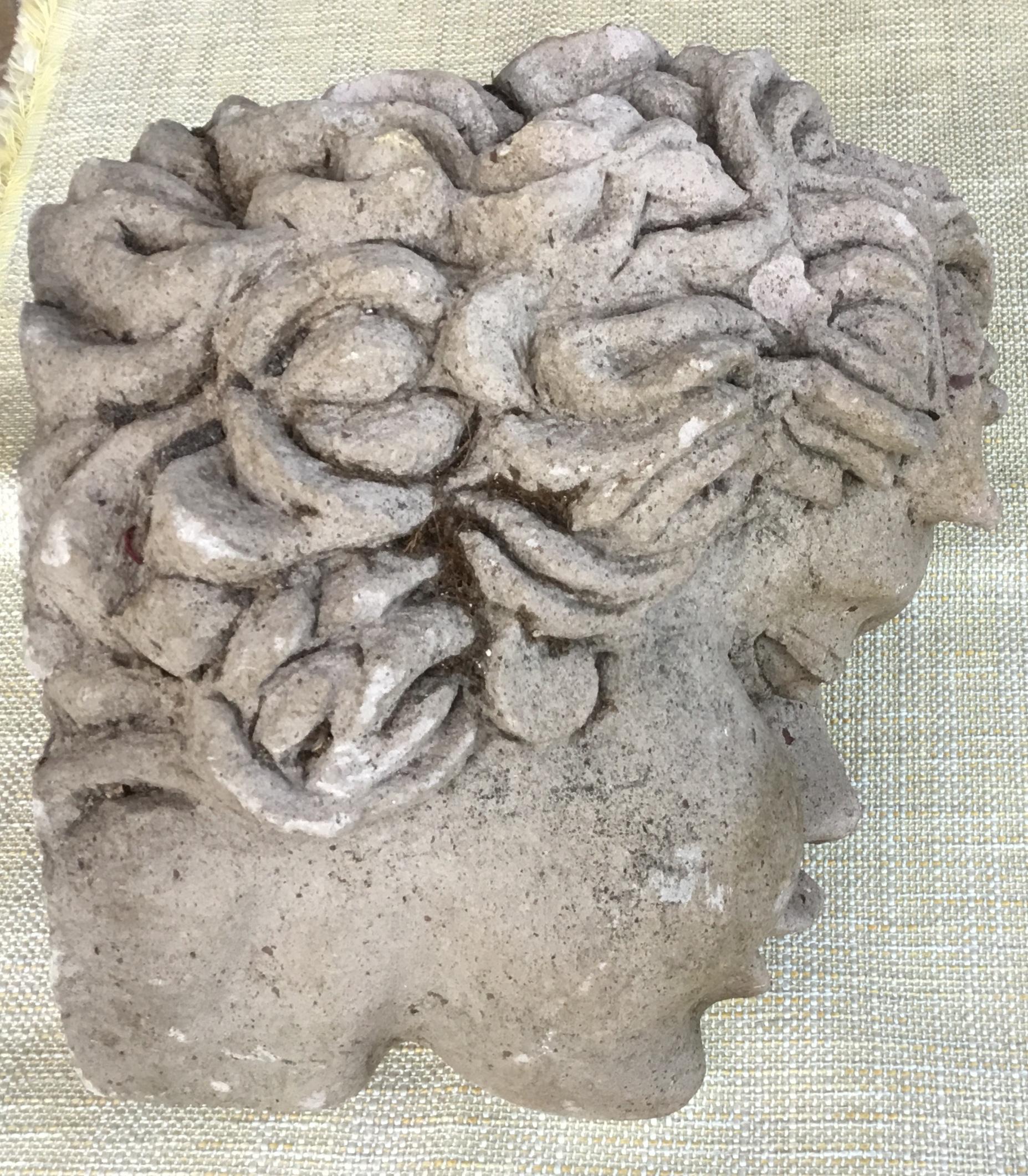 European Antique Real Life Size Carved Sand Stone Cherub Head