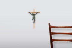 Antique realistic wooden crucifix, France ca. 1850