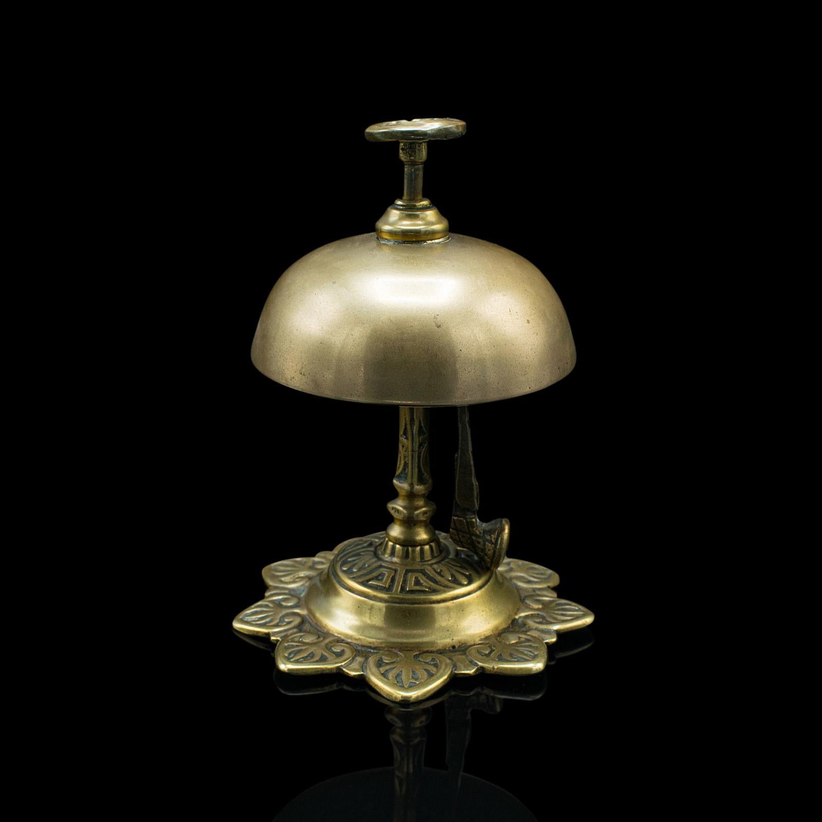 Late Victorian Antique Reception Bell, English, Brass, Country House, Counter Top, Victorian