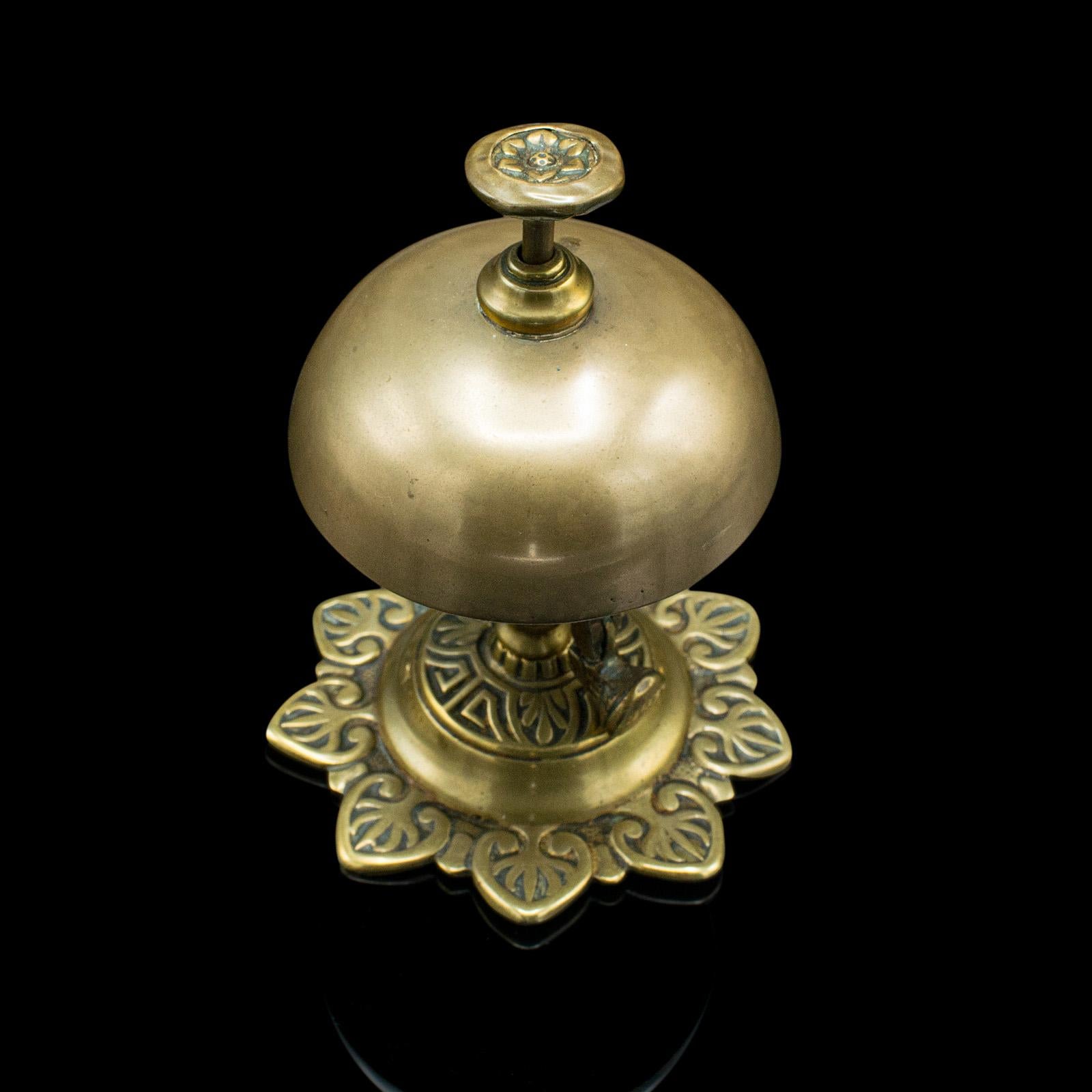 19th Century Antique Reception Bell, English, Brass, Country House, Counter Top, Victorian
