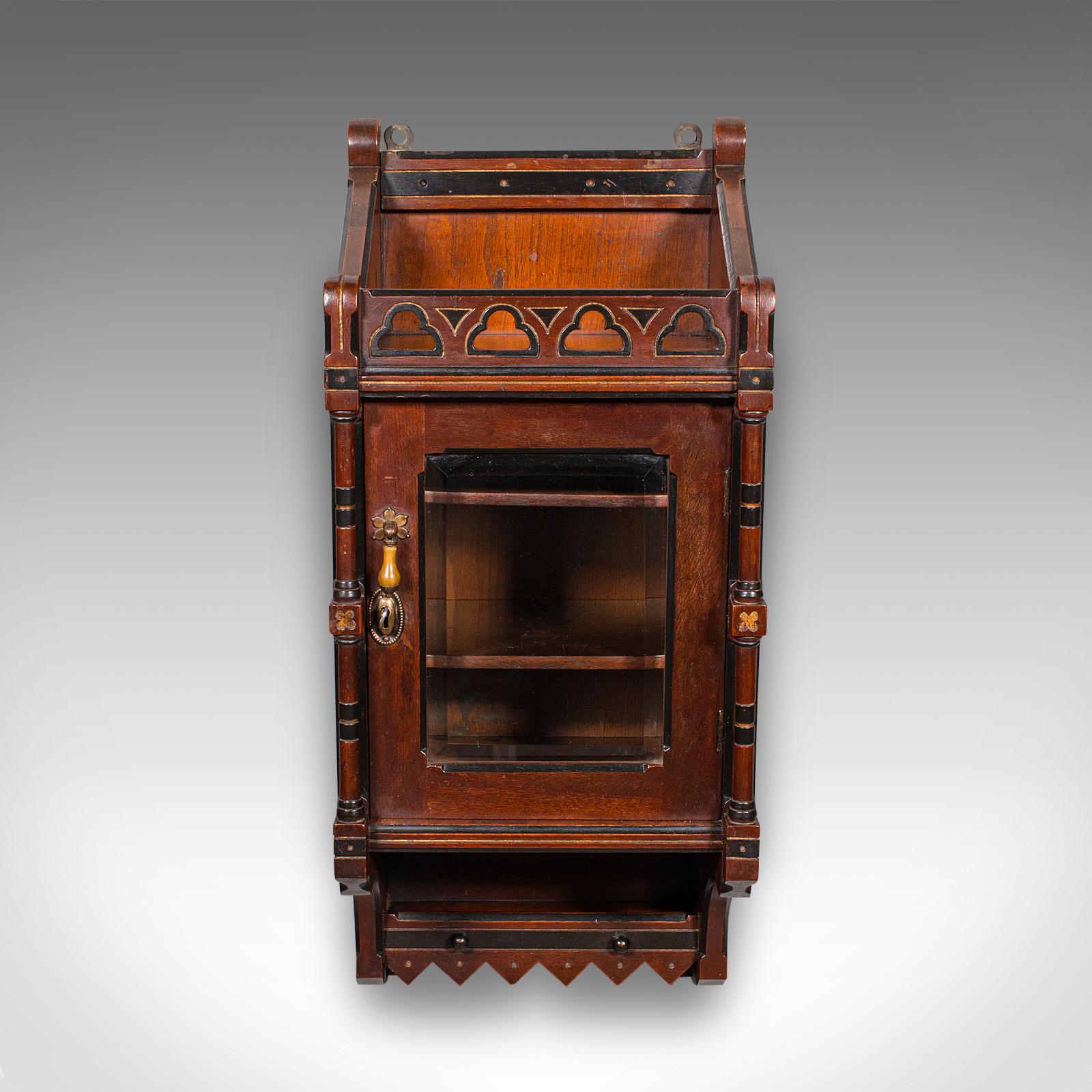 British Antique Reception Hall Cabinet, English, Cupboard, Aesthetic Period, Victorian For Sale