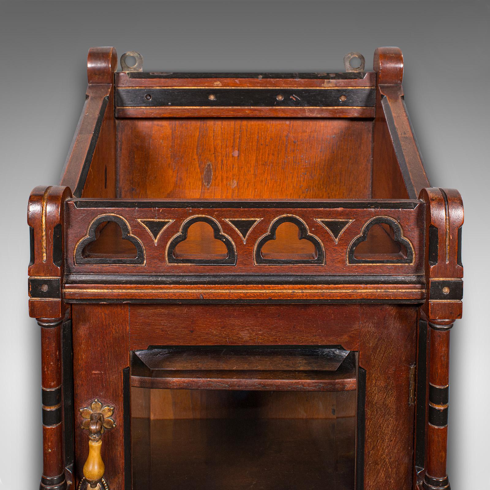 Glass Antique Reception Hall Cabinet, English, Cupboard, Aesthetic Period, Victorian For Sale