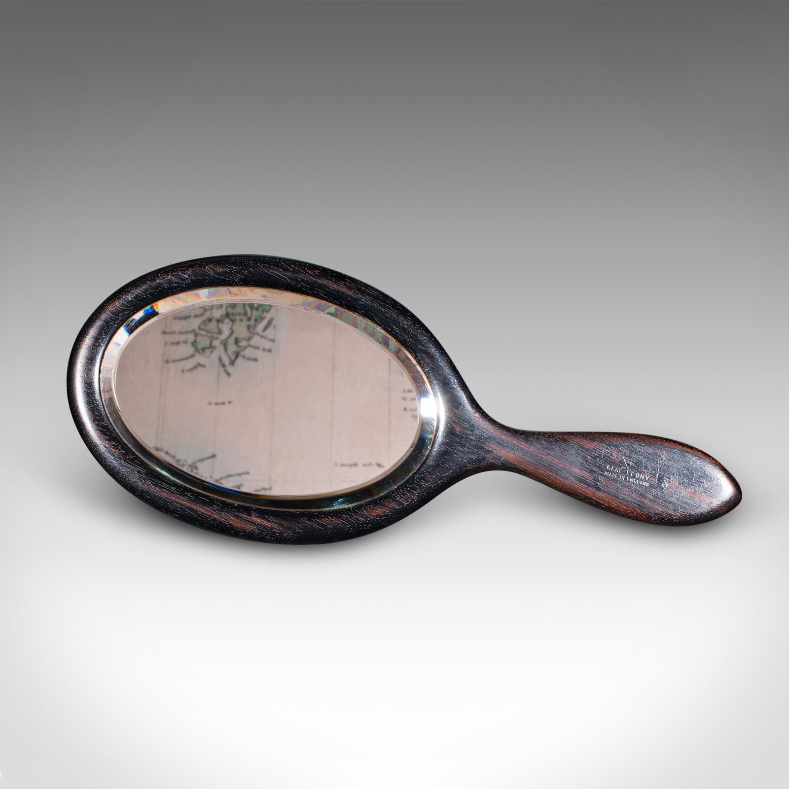 Edoardiano Antique Mirror Hall, Inglese, Ebano, Specchio, Spazzola a mano, Edwardian in vendita