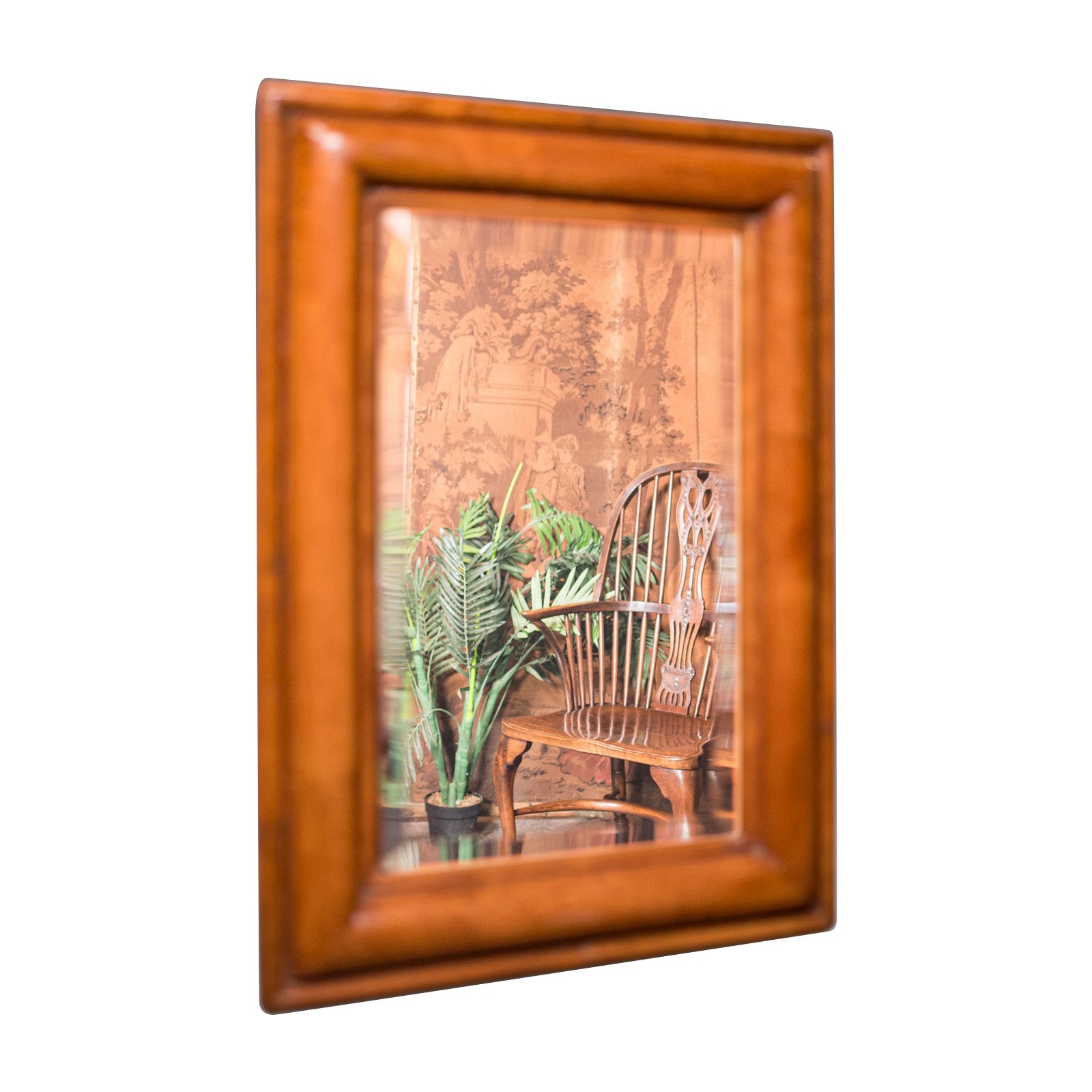 Antique Reception Hall Vanity Mirror, English, Walnut, Bevelled Glass, Edwardian For Sale