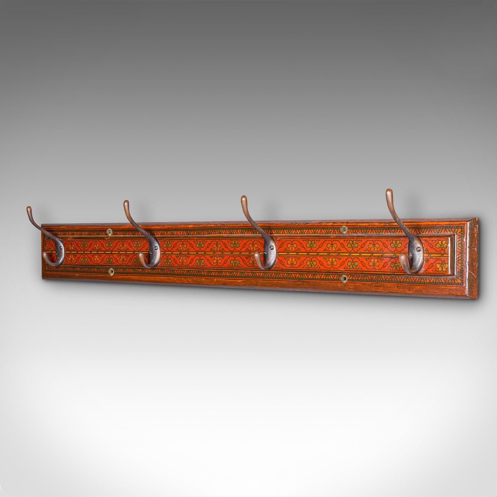 Aesthetic Movement Antique Reception Wall Rack, English Oak, Hall, Coat Hooks, Aesthetic, Victorian