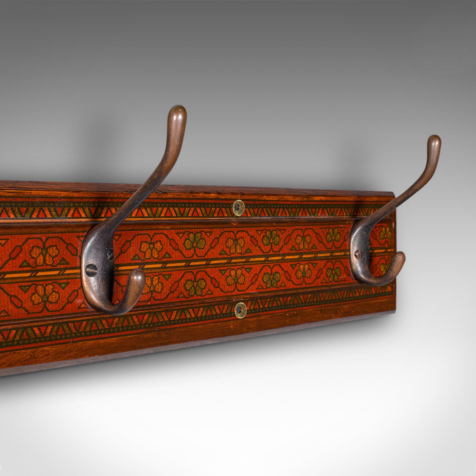 Late 19th Century Antique Reception Wall Rack, English Oak, Hall, Coat Hooks, Aesthetic, Victorian