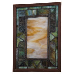 Antique Reclaimed Arts & Crafts Leaded Stained Slag Glass Window Panel
