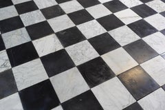 Antique Reclaimed Belgian Noir de Mazy & Italian Marble Checkerboard Floor