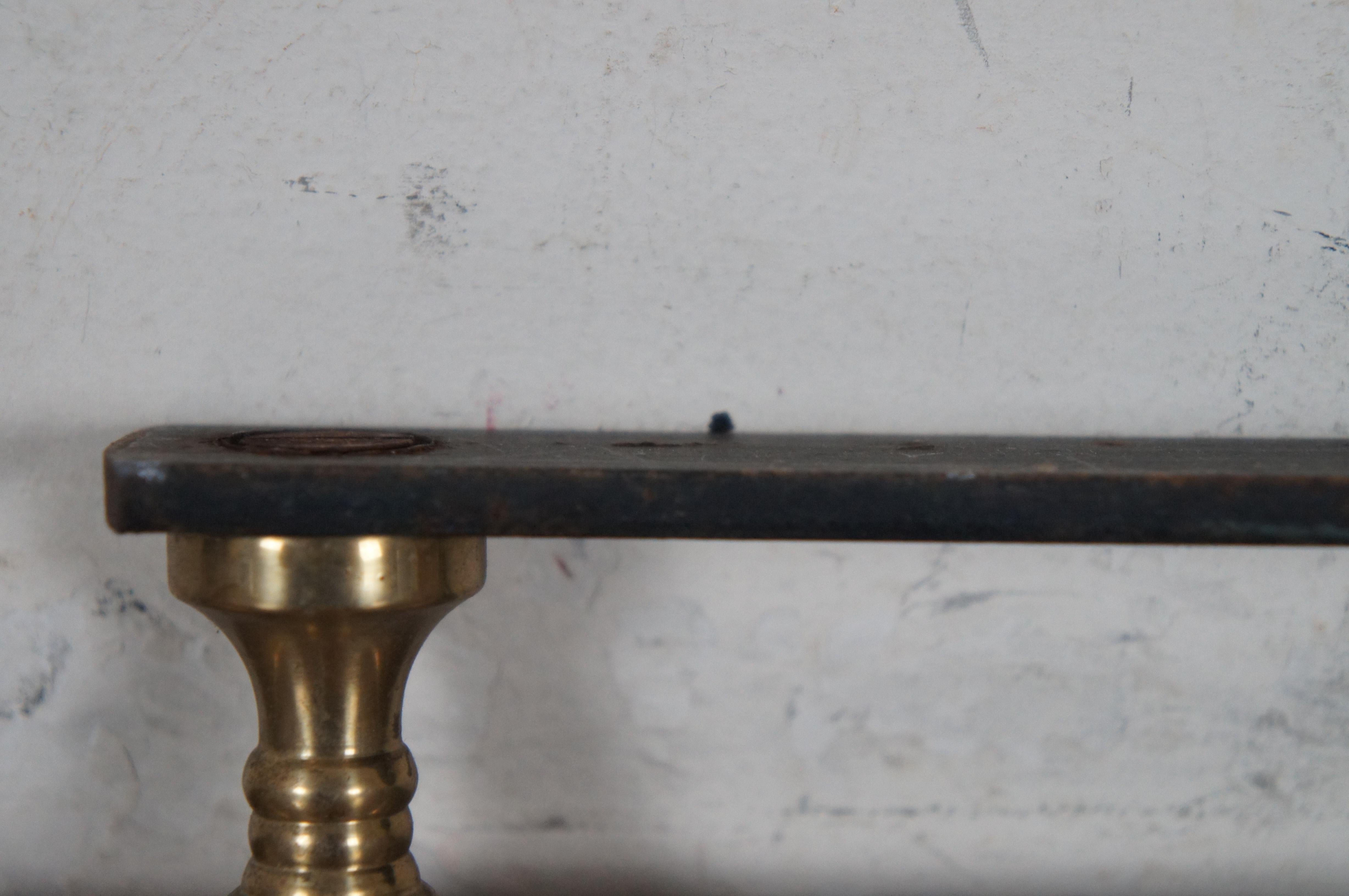 Antique Reclaimed Brass & Iron Wall Hanging Bath Towel Bar Rack Holder 18