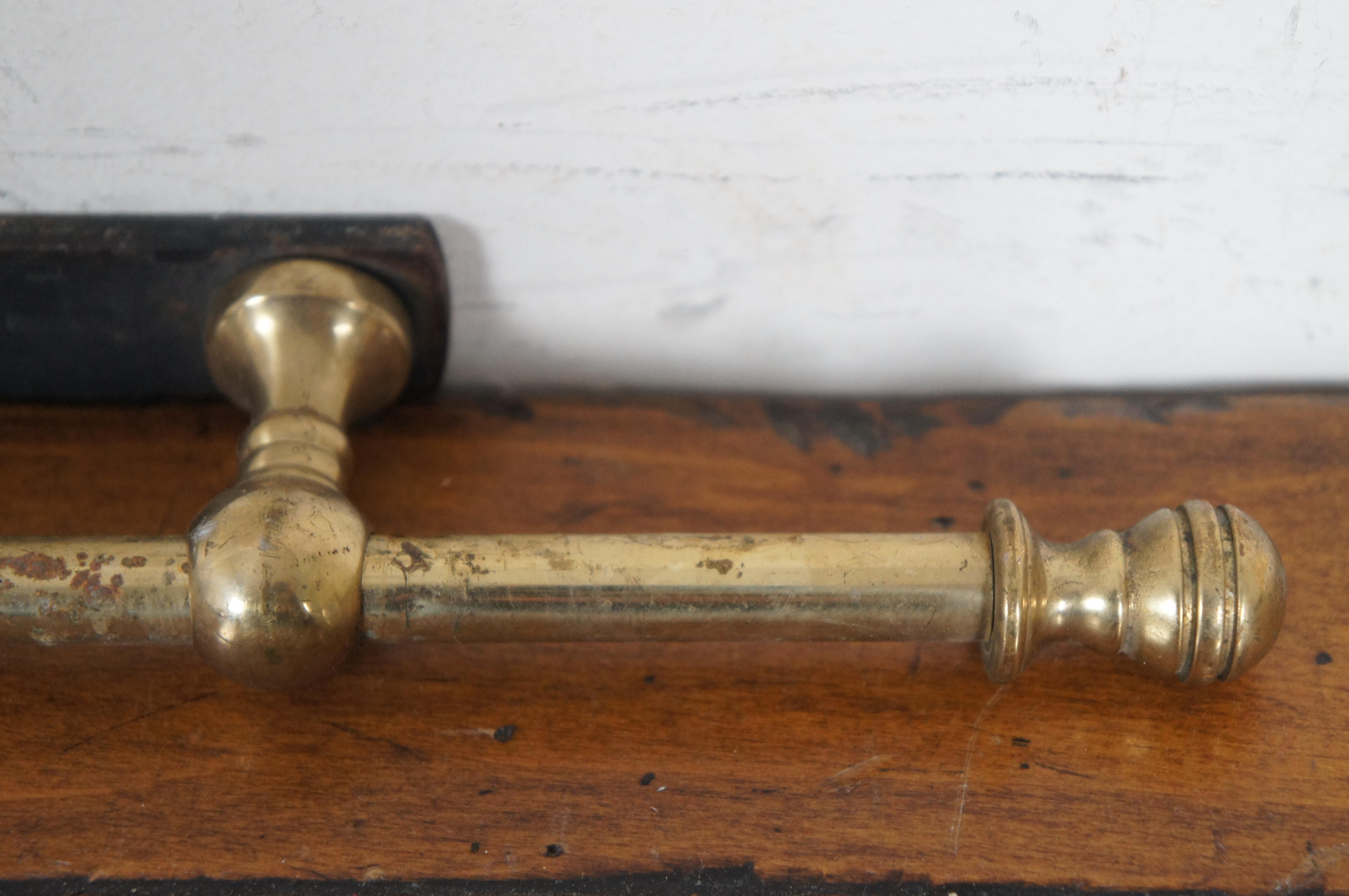 Late Victorian Antique Reclaimed Brass & Iron Wall Hanging Bath Towel Bar Rack Holder 18