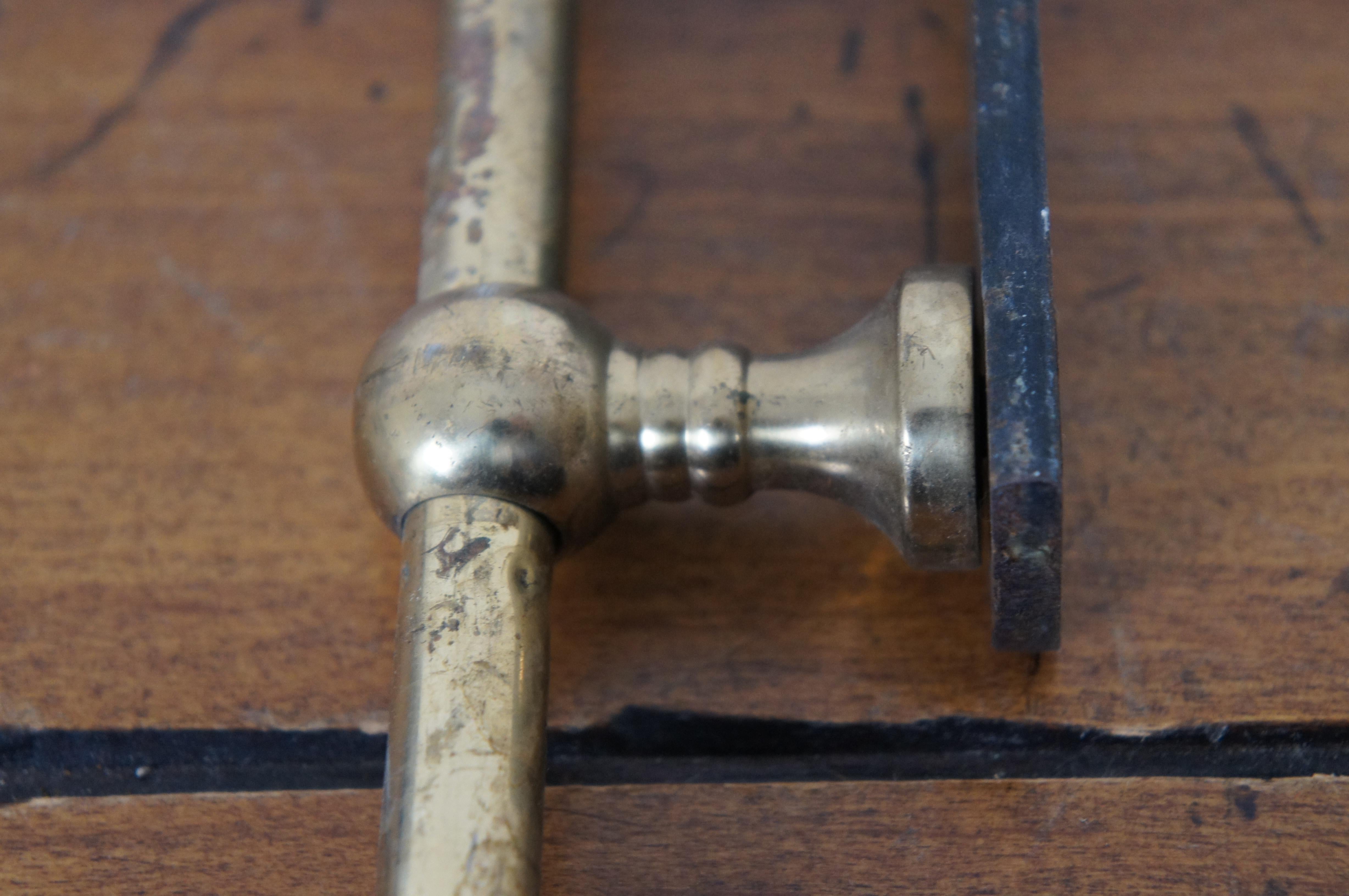 19th Century Antique Reclaimed Brass & Iron Wall Hanging Bath Towel Bar Rack Holder 18