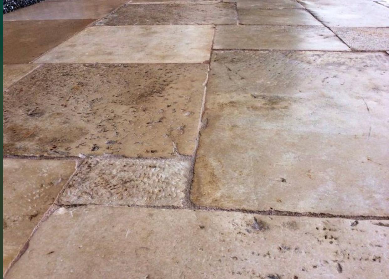 Antike Bodenbeläge aus aufgearbeitetem Stein, antike dalle de Bourgogne- Kalkstein (Mittleres 19. Jahrhundert) im Angebot
