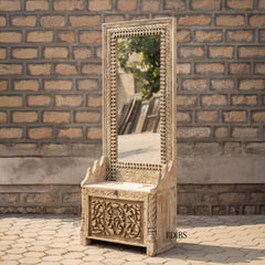 Antique Reclaimed Haveli Wood Dressing Table with Mirror by House of Jaipur