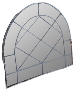 Antique Reclaimed Leaded Glass Palladium Demilune Transom Window Insert