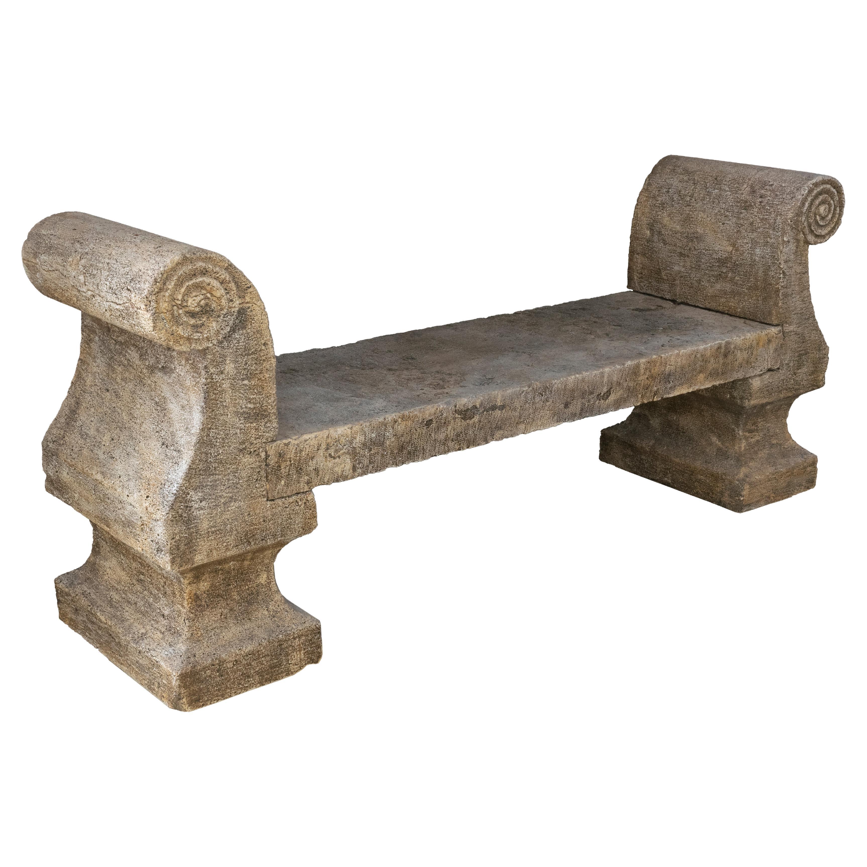 This 19th C. reclaimed limestone bench
It developed a beautiful patina throughout the years.
This Bench is suitable for interior and exterior applications,
and could withstand extreme Temperatures and Freezing weathers.